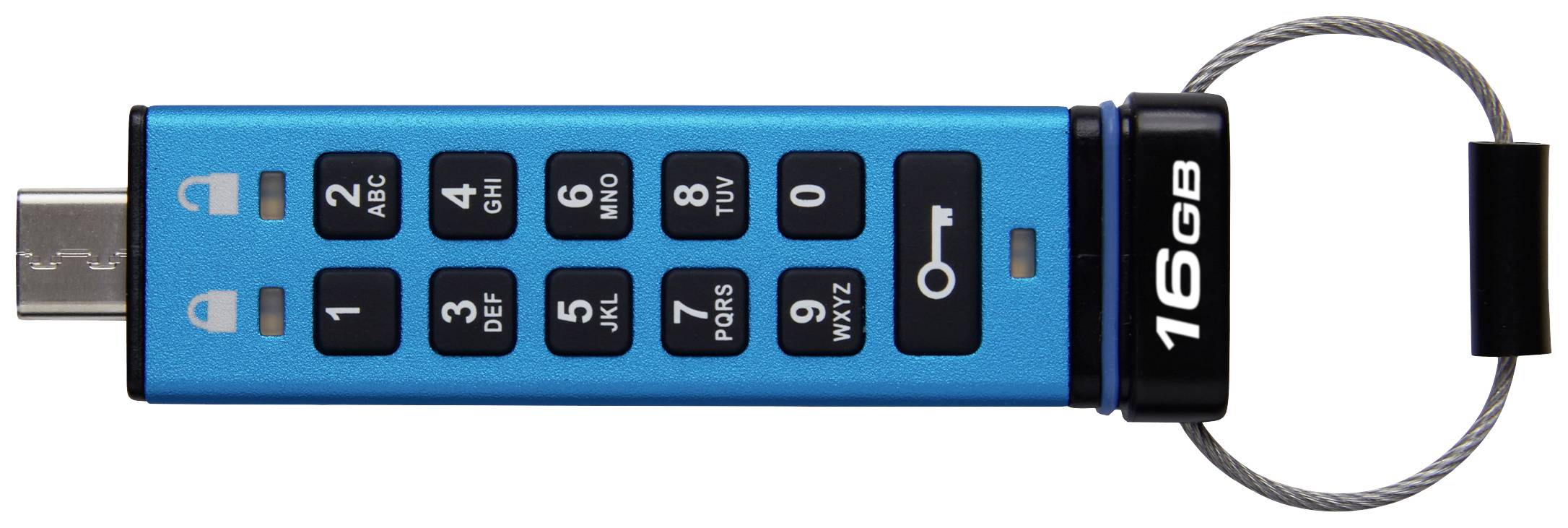 Kingston IronKey Keypad 200C USB-Stick 16GB Blau IKKP200C/16GB USB-C®