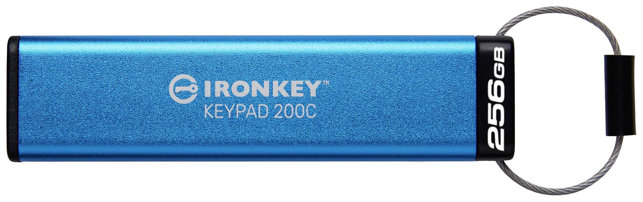 Kingston IronKey Keypad 200C USB-Stick 256GB Blau IKKP200C/256GB USB-C®