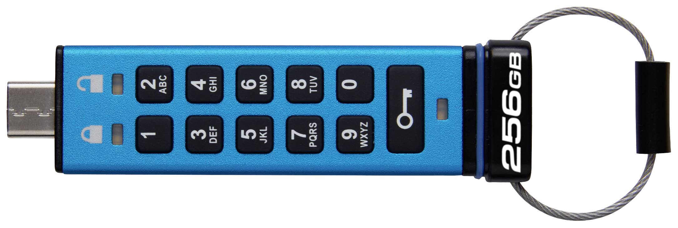 Kingston IronKey Keypad 200C USB-Stick 256GB Blau IKKP200C/256GB USB-C®