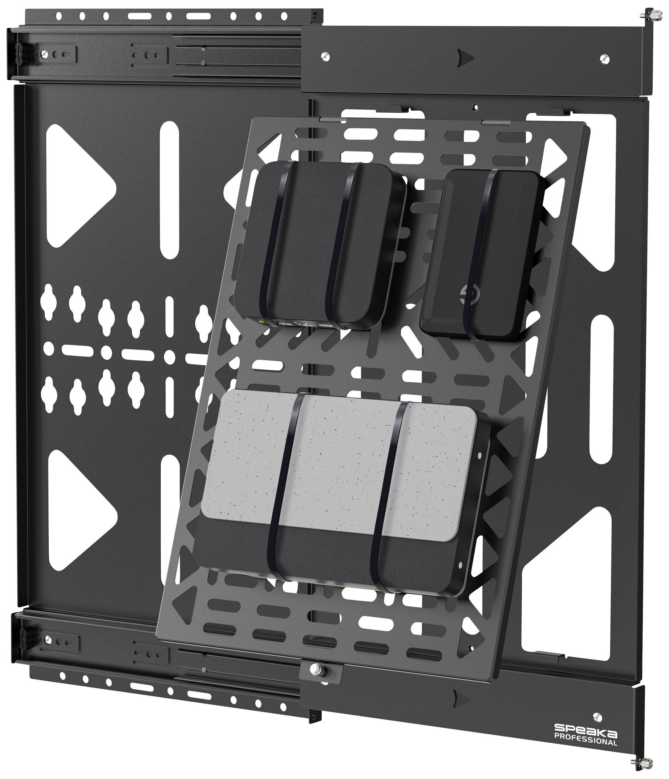 SpeaKa Professional AV Geräte-Wandhalterung in Schublade Passend für Serie (Halter): Universal Matt Schwarz