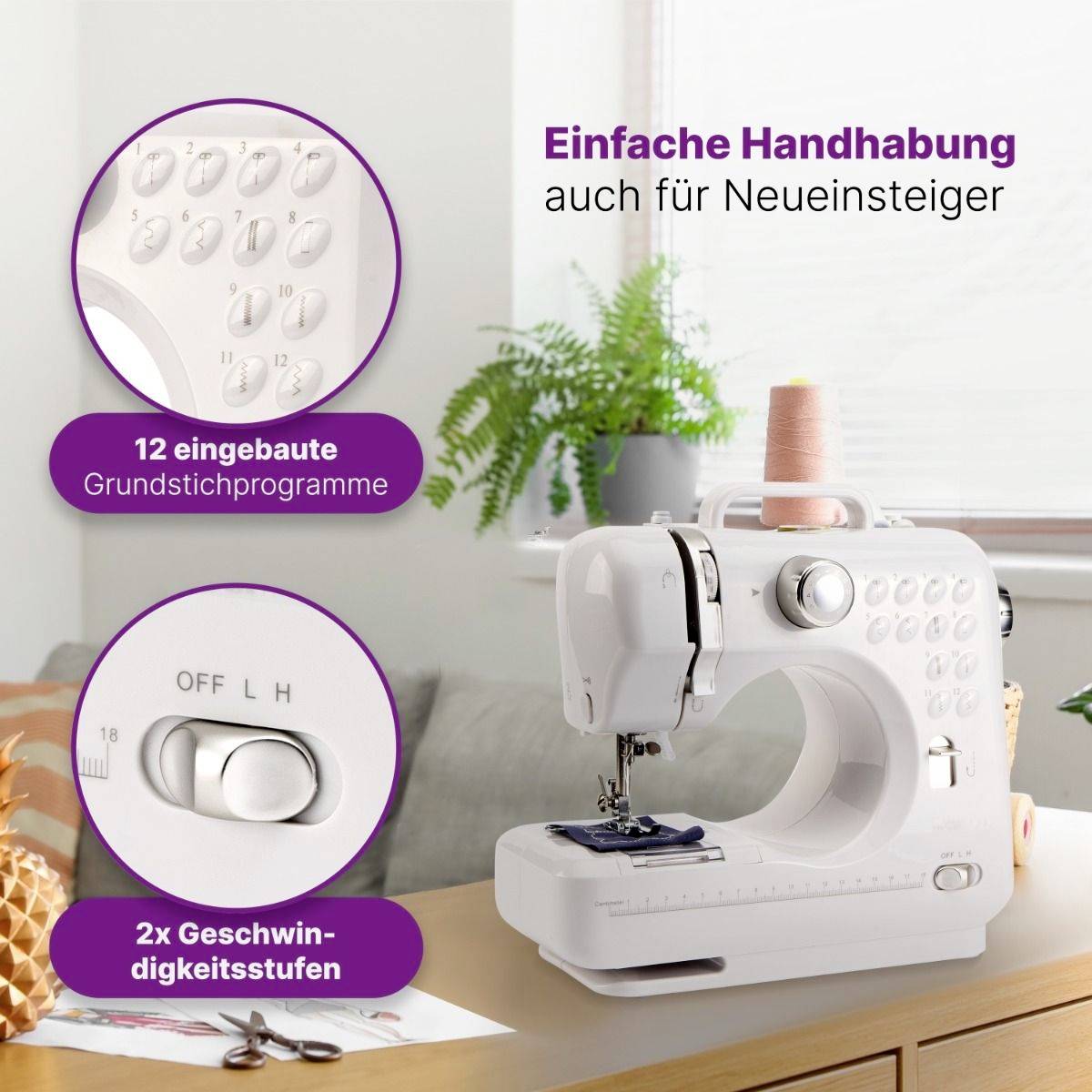 Clatronic Handnähmaschine NM 3795 Weiß, Silber