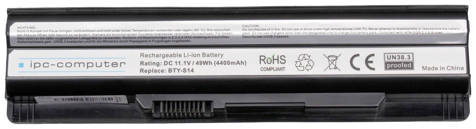 Ipc-computer Notebook-Akku BTY-S14 Replace 11.1V 4400 mAh MSI