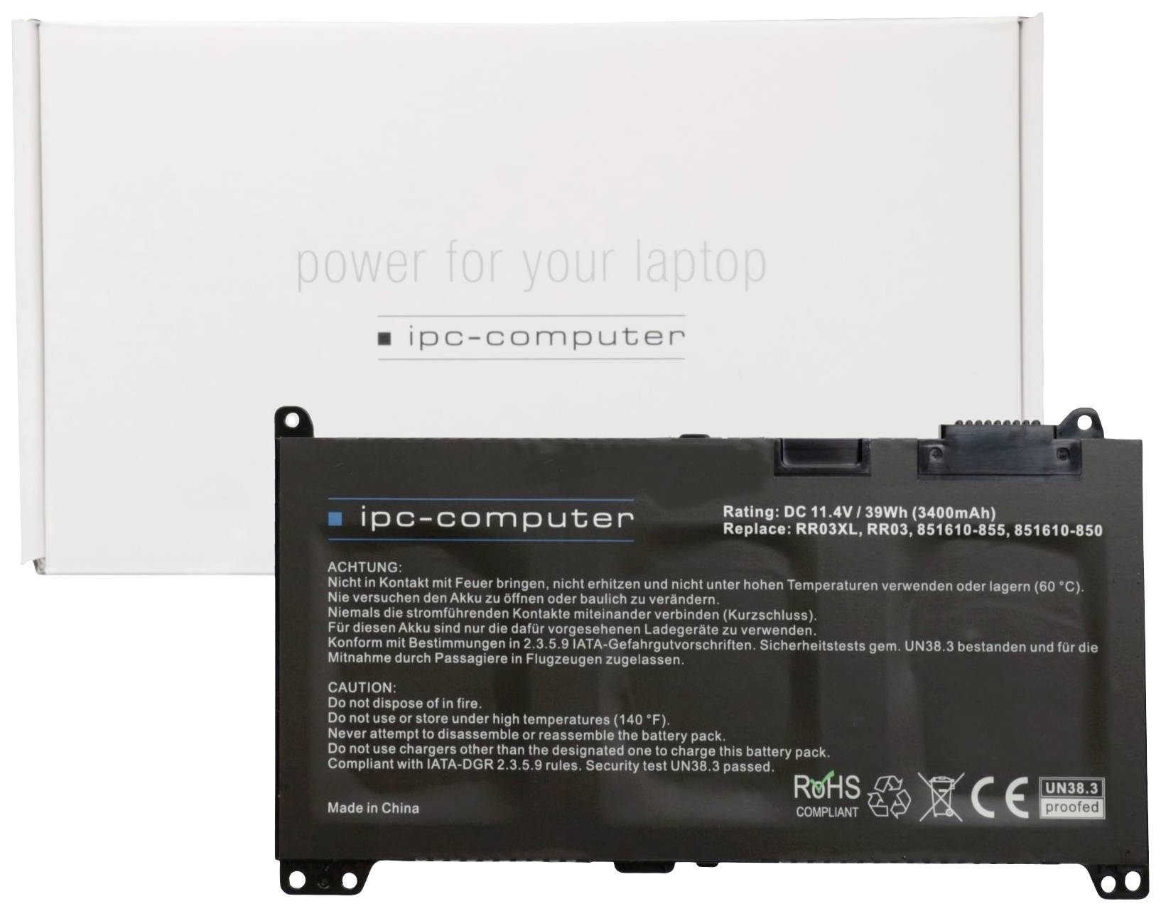 Ipc-computer Notebook-Akku RR03 Replace 11.4V 3400 mAh HP