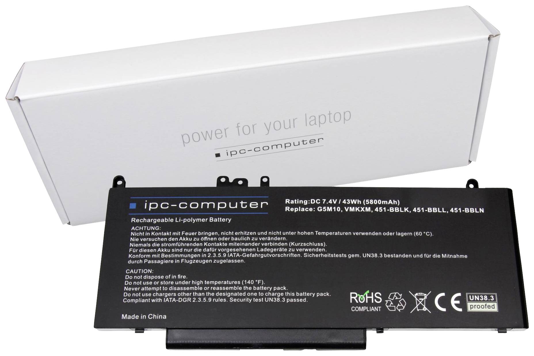 Ipc-computer Notebook-Akku G5M10 Replace 7.4V 5800 mAh Dell