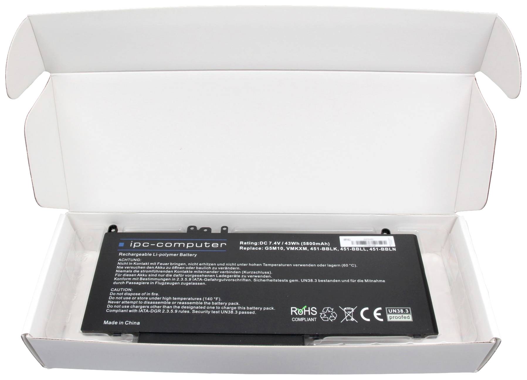 Ipc-computer Notebook-Akku G5M10 Replace 7.4V 5800 mAh Dell