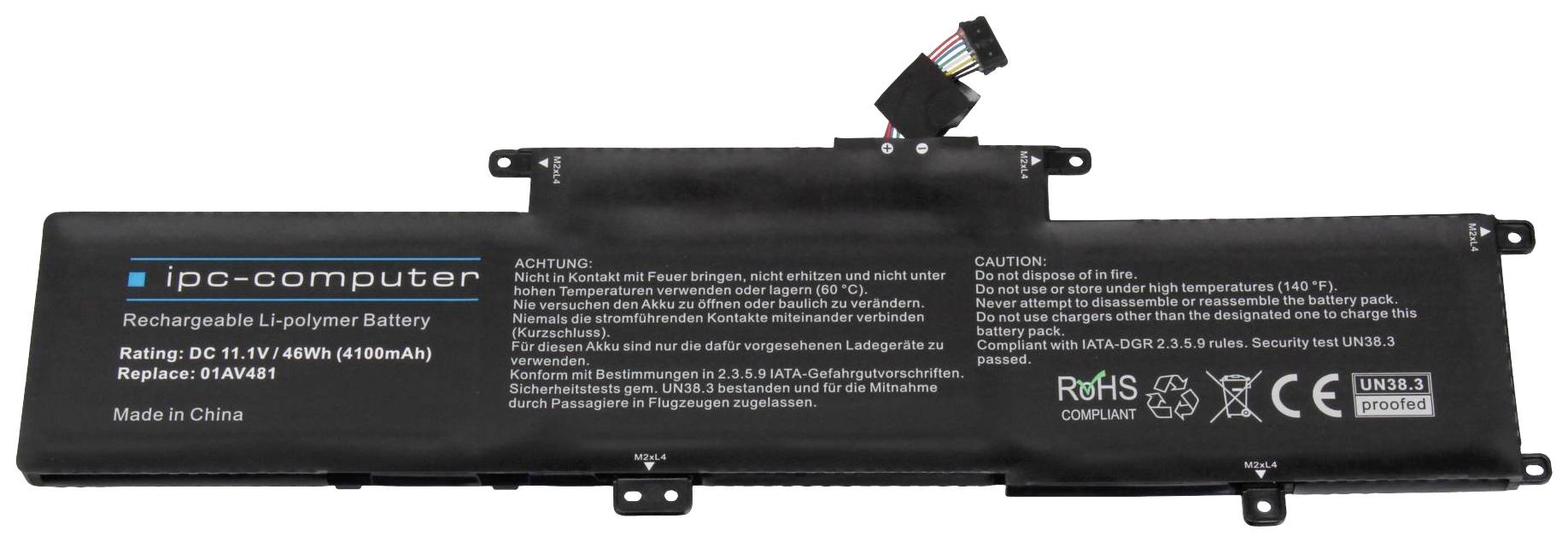 Ipc-computer Notebook-Akku 01AV481 Replace 11.1V 4100 mAh Lenovo