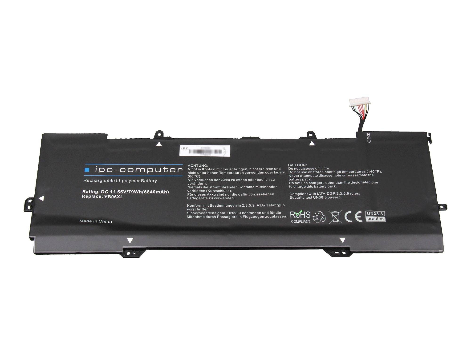Ipc-computer Notebook-Akku YB06XL Replace 11.55V 6840 mAh HP
