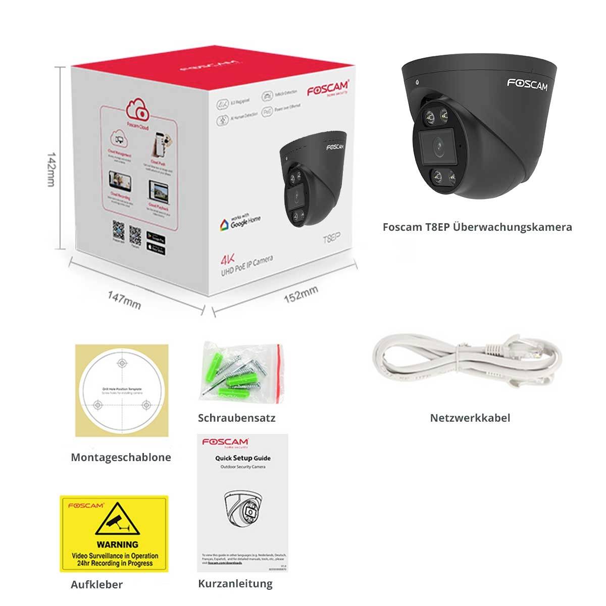 Foscam T8EP (black) LAN IP Überwachungskamera 3840 x 2160 Pixel