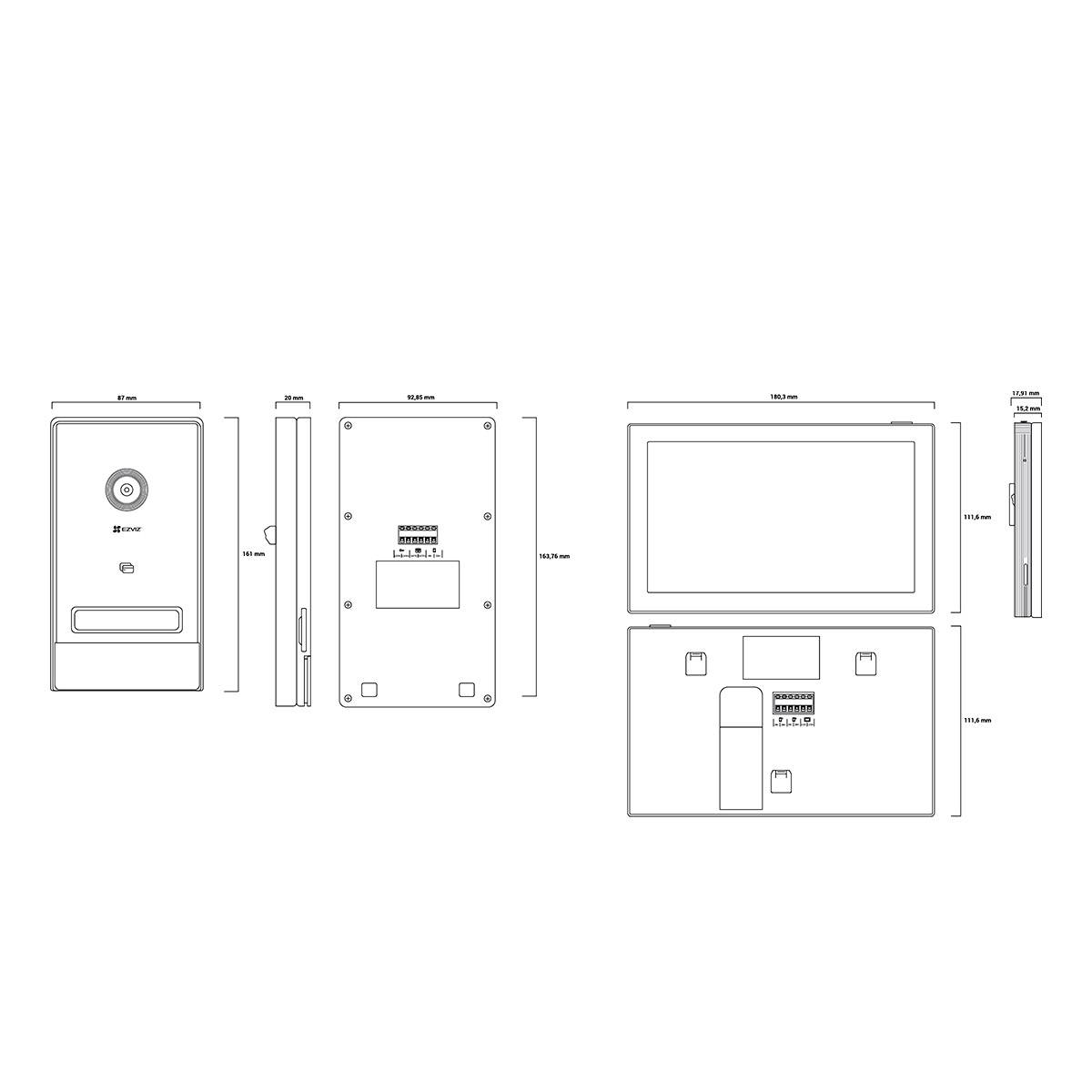Ezviz CS-HP7-R100-1W2TFC Video-Türsprechanlage Komplett-Set ...