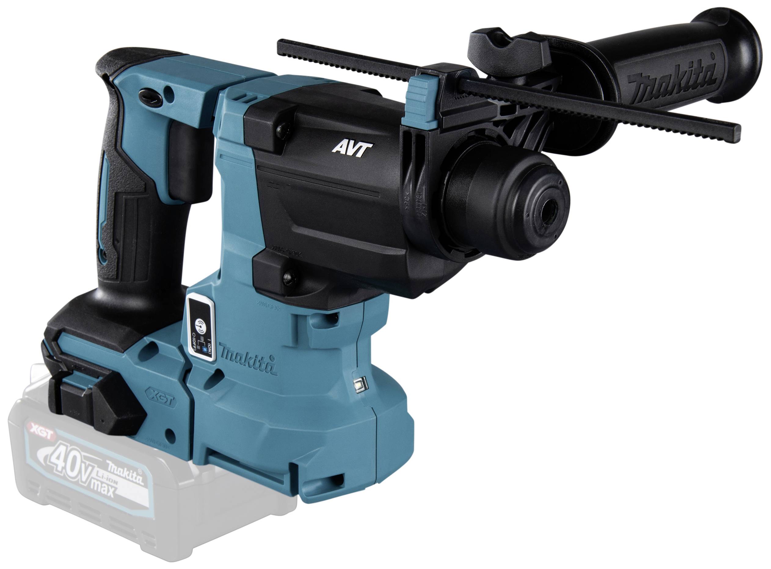 Kabelloser Bohrhammer mit ergonomischem Griff und Akku. Geeignet für Bohr- und Meißelarbeiten in Beton und Stein.