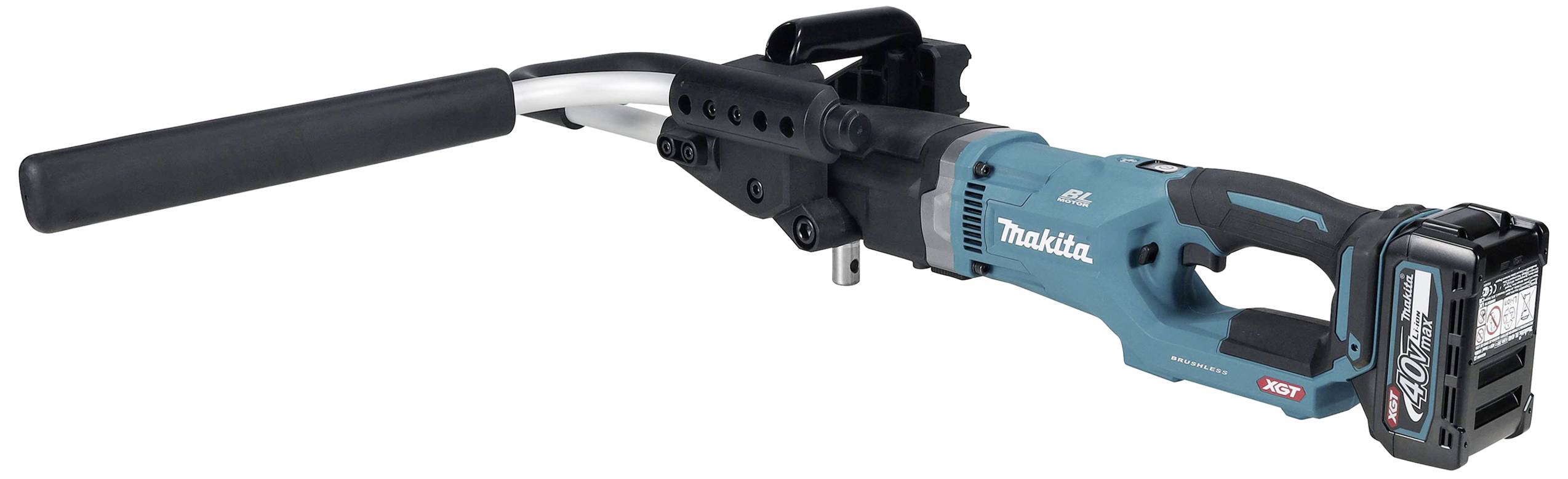 Akkubetriebene hydraulische Pressmaschine von Makita, Modellnummer akku-BD08, mit blauem Gehäuse und schwarzem Griff.