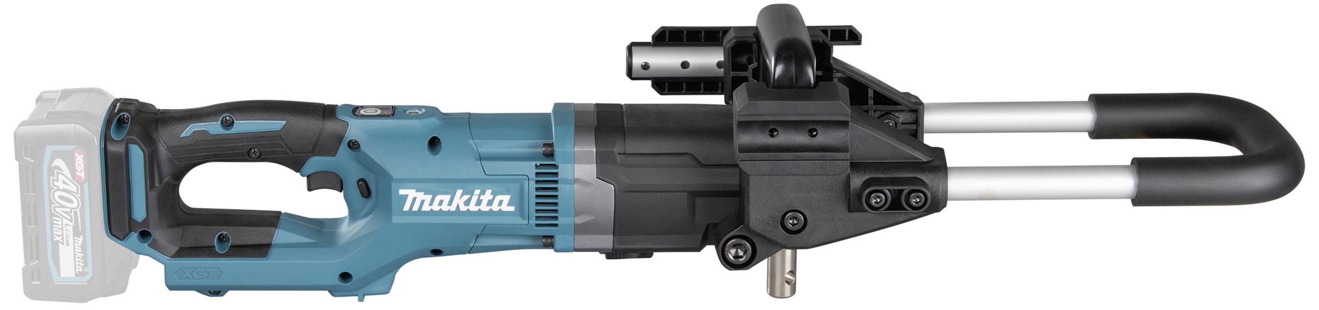 Ein blauer, akkubetriebener Rohrabschneider der Marke Makita. Er verfügt über einen ergonomischen Griff und eine robuste Schneidvorrichtung.