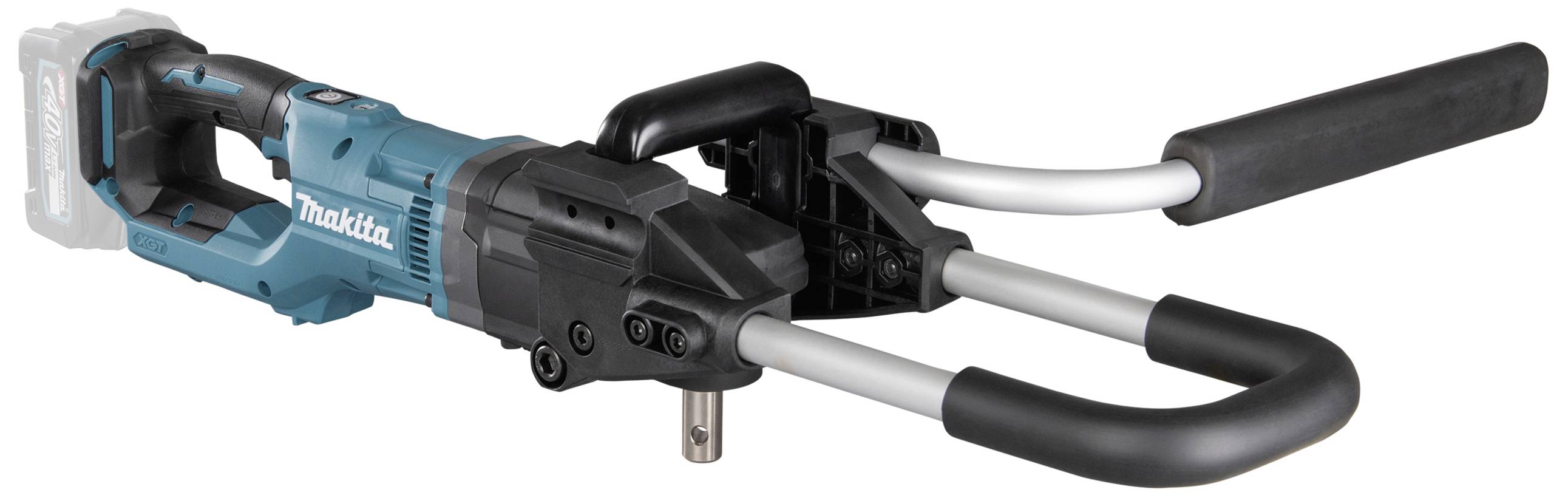 Kabelloser Makita Elektroden-Biegegerät in Blau und Schwarz, mit ergonomischem Griff, ohne eingesetzten Akku, für Bauprojekte.