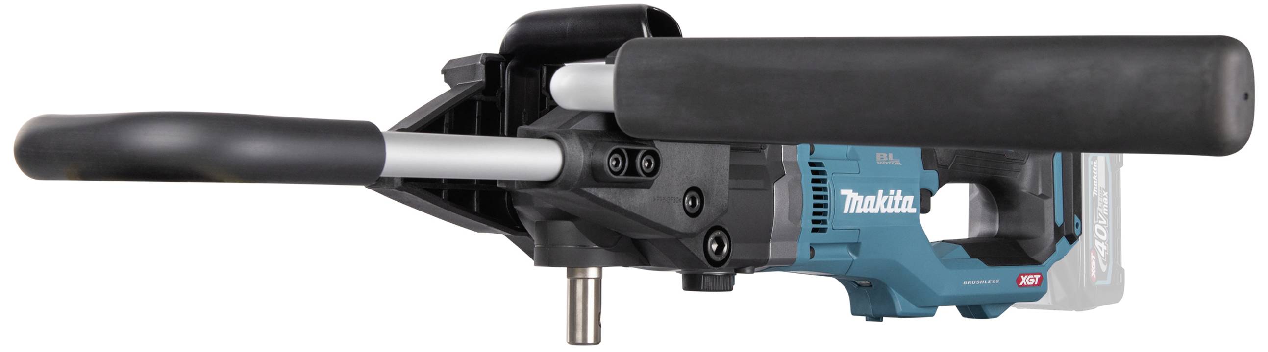 Schweres Elektrowerkzeug mit blauem Gehäuse und schwarzem Griff, zur Bearbeitung von Materialien wie Beton geeignet.