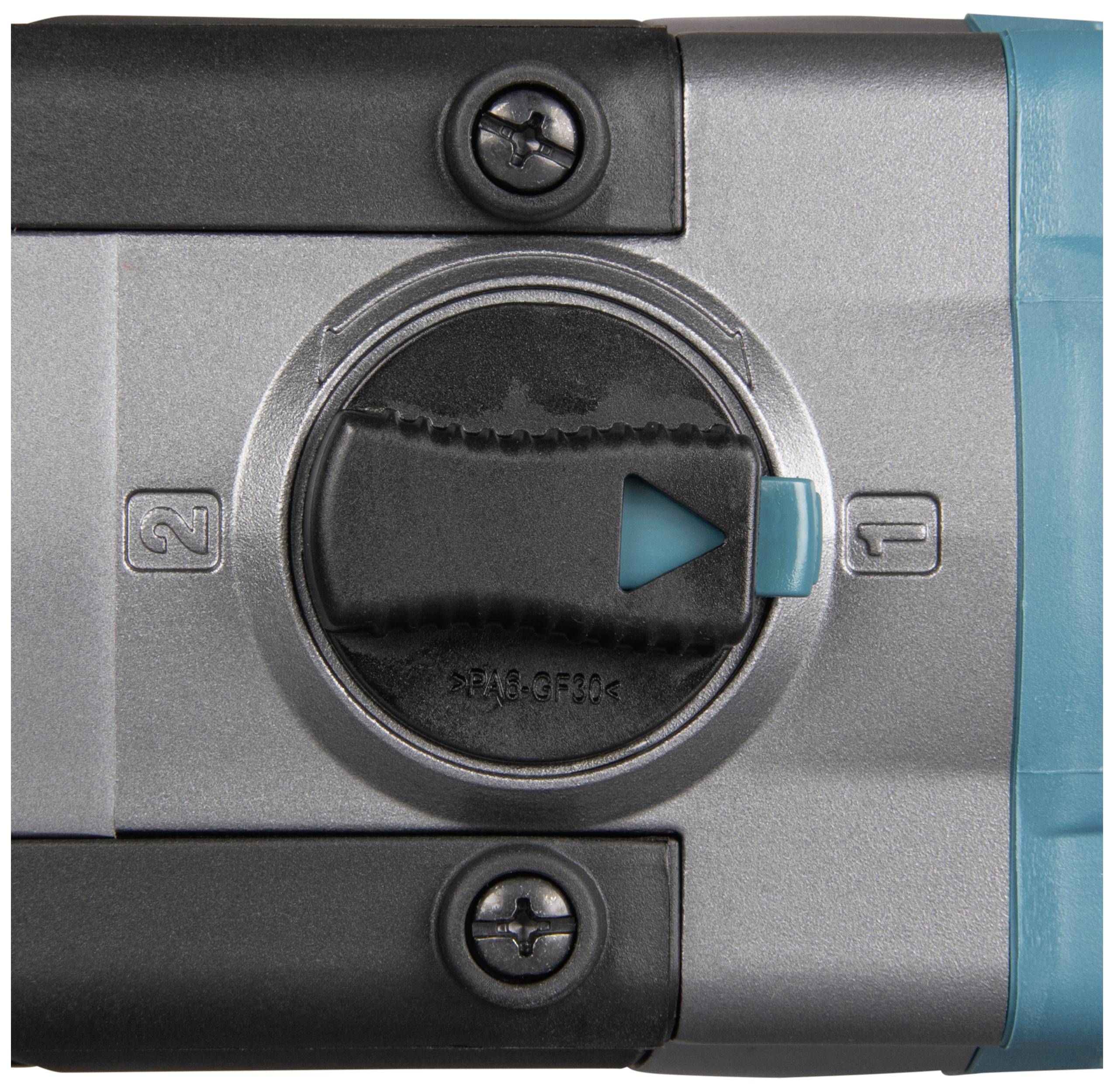 Ein grauer Schalter mit einer blauen Markierung zeigt zwei Positionen: die linke mit der Zahl '2' und die rechte mit der Zahl '1'.