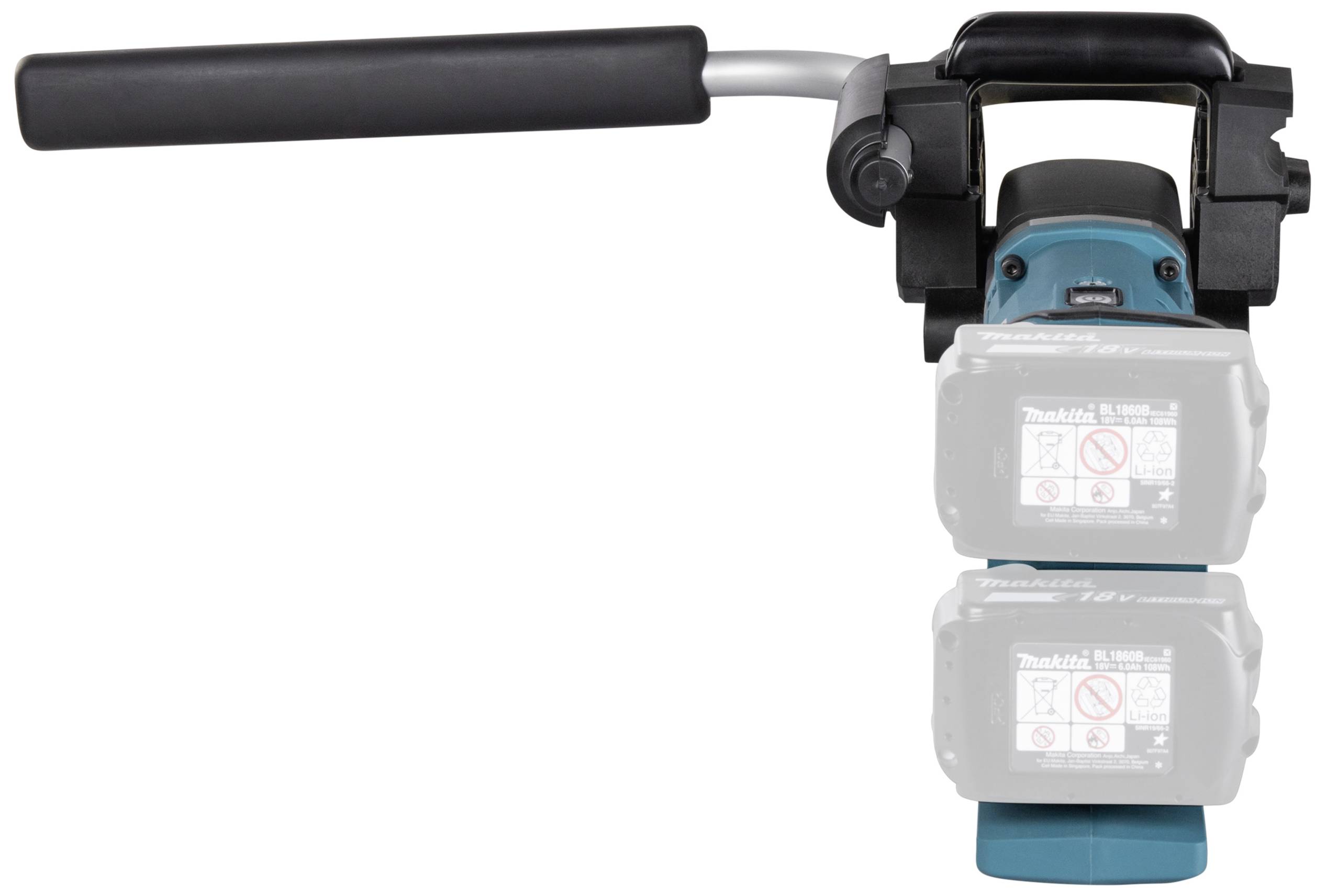 Elektrogerät mit schwarzem Griff und zwei Markenlogos. Es scheint eine Art industrielles Gerät oder Werkzeug zu sein.