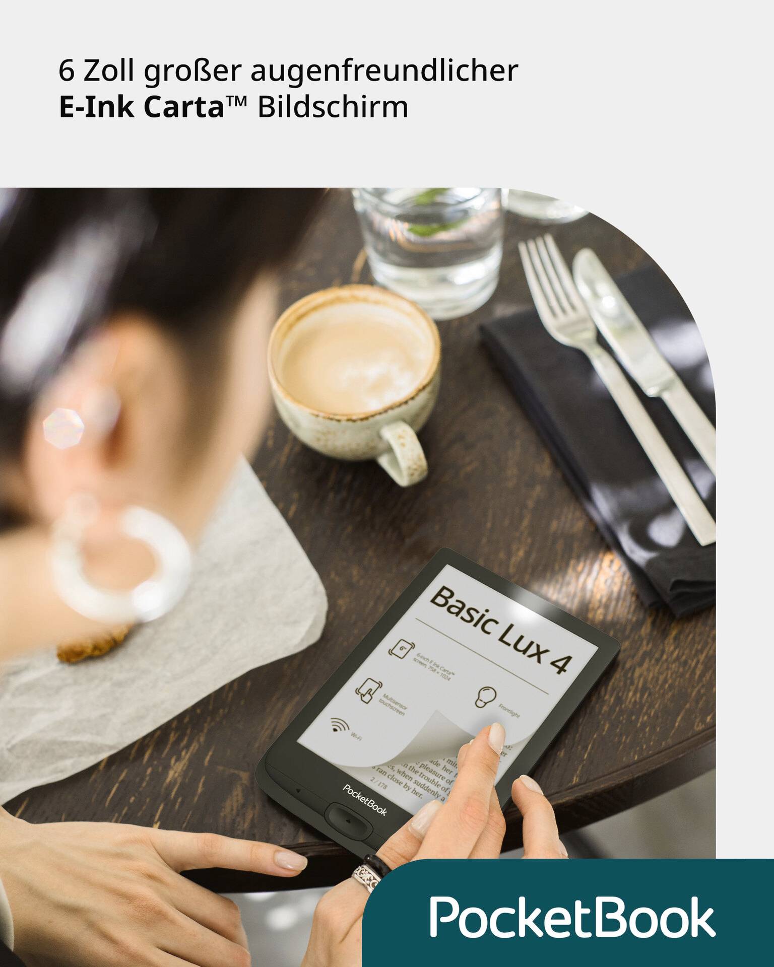PocketBook Basic Lux 4 eBook-Reader 15.2cm (6 Zoll) Schwarz