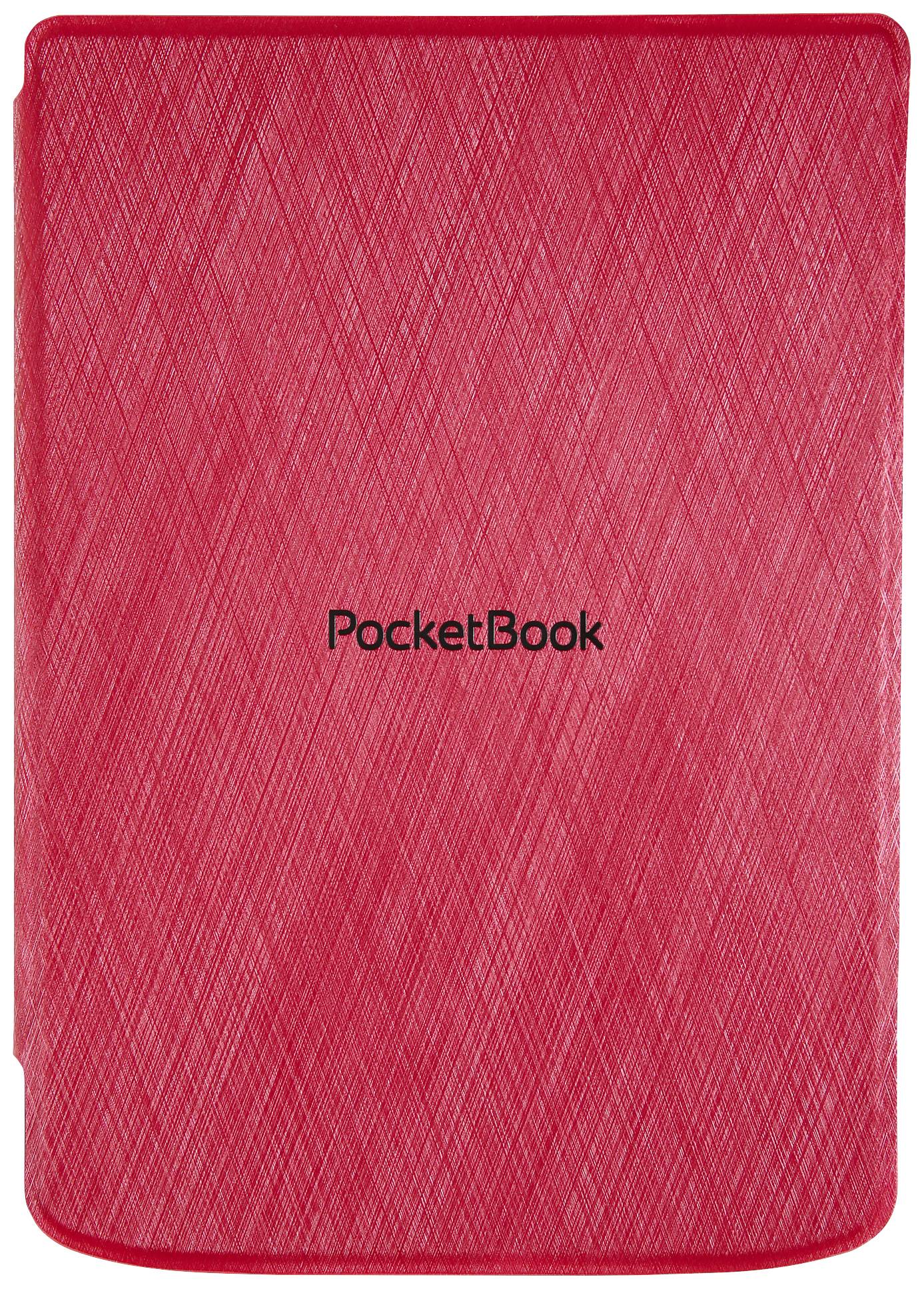 Rote Hülle mit geprägtem Rautenmuster. In der Mitte steht der Schriftzug 'PocketBook'.