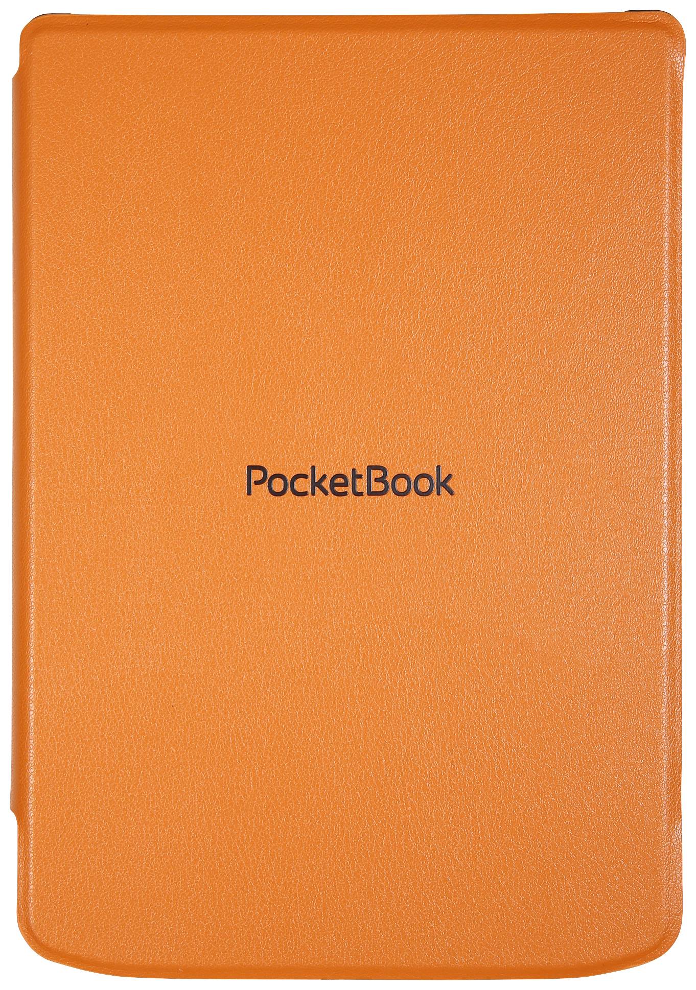 Orangefarbene Schutzhülle mit der Aufschrift 'PocketBook' auf der Vorderseite.