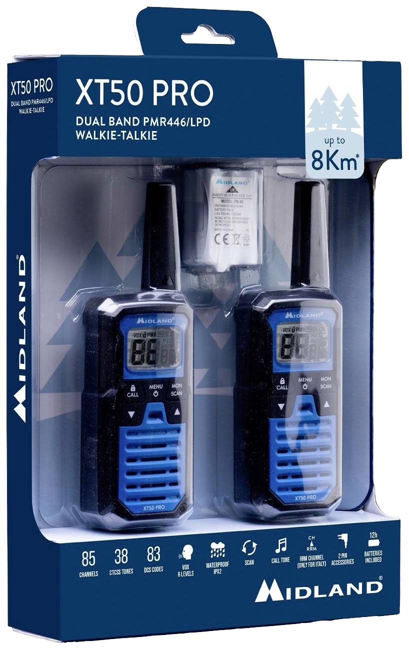 Midland XT50 Pro Paar Blau C1464 PMR/LPD-Handfunkgerät 2er Set