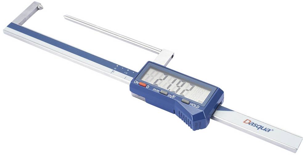 Digitaler Messschieber mit LCD-Anzeige zeigt '21,94 mm'. Werkzeug für präzise Längenmessungen in verschiedenen Einheiten.