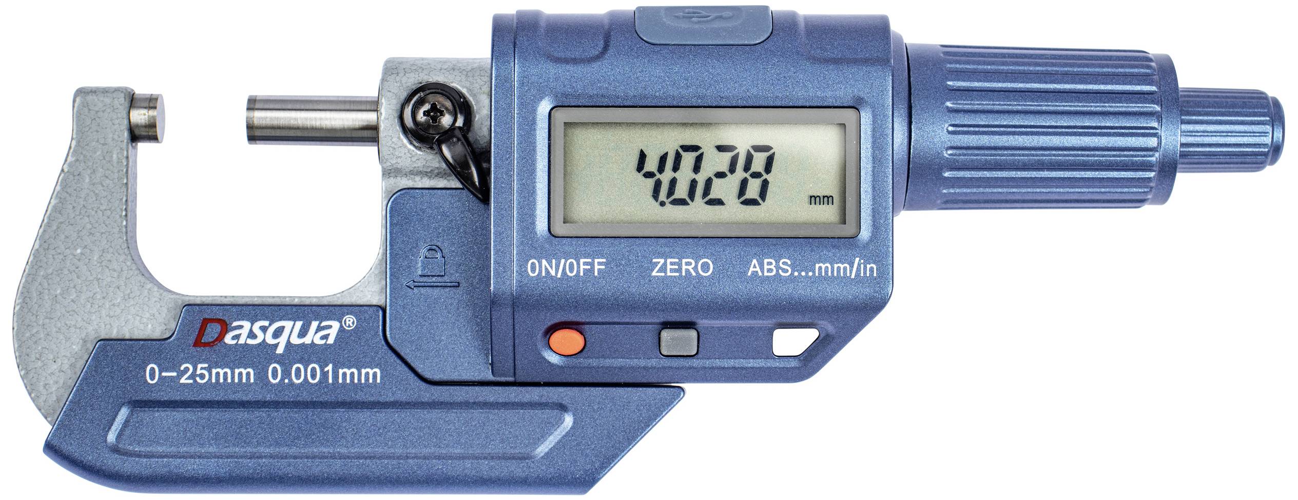 Dasqua 4230-2005 Digitales Außenmikrometer mit digitaler Anzeige 0 - 25mm Ablesung: 0.001mm