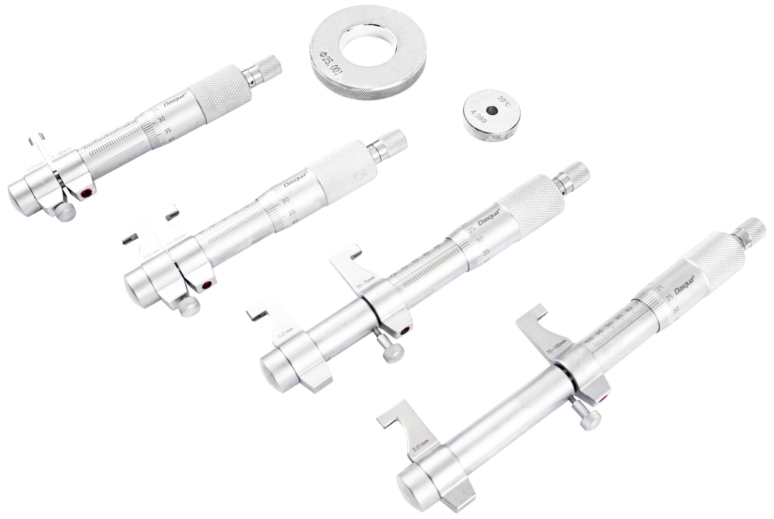 Dasqua 4911-8125 Innenmikrometer-Set Messbereich: 5 - 100 mm Ablesung: 0.01 mm