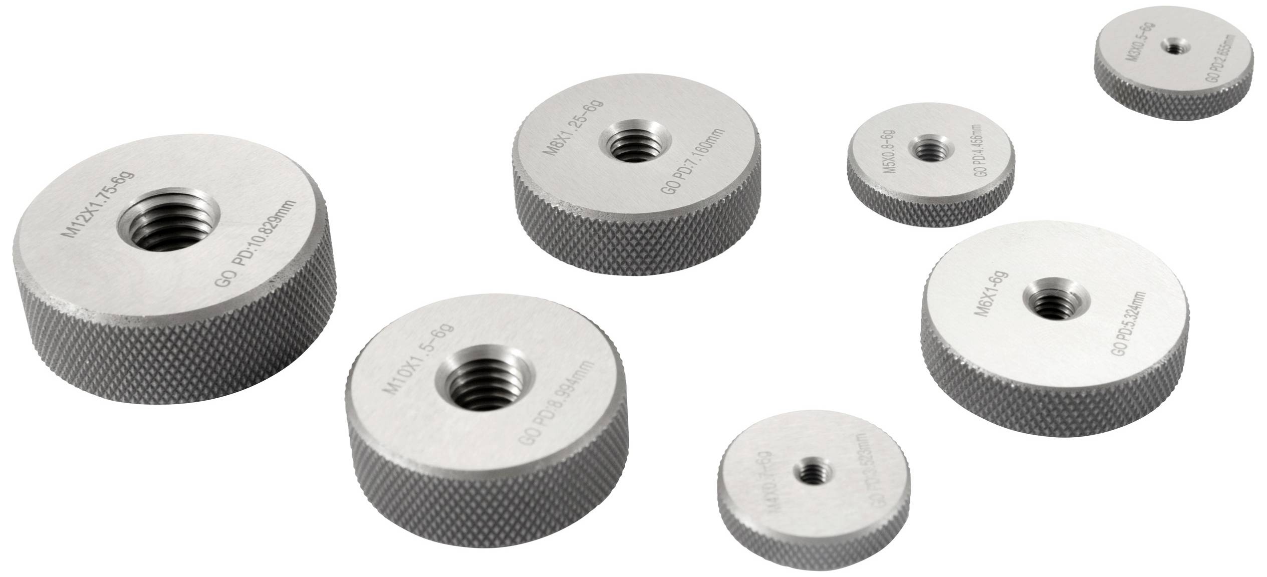 Dasqua 6311-3205 7-teiliges Gewindelehren-Set, Go-Ringlehre