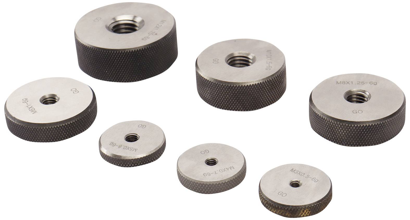 Dasqua 6311-3203 7-teiliges Gewindelehren-Set, No-Go-Ringlehre