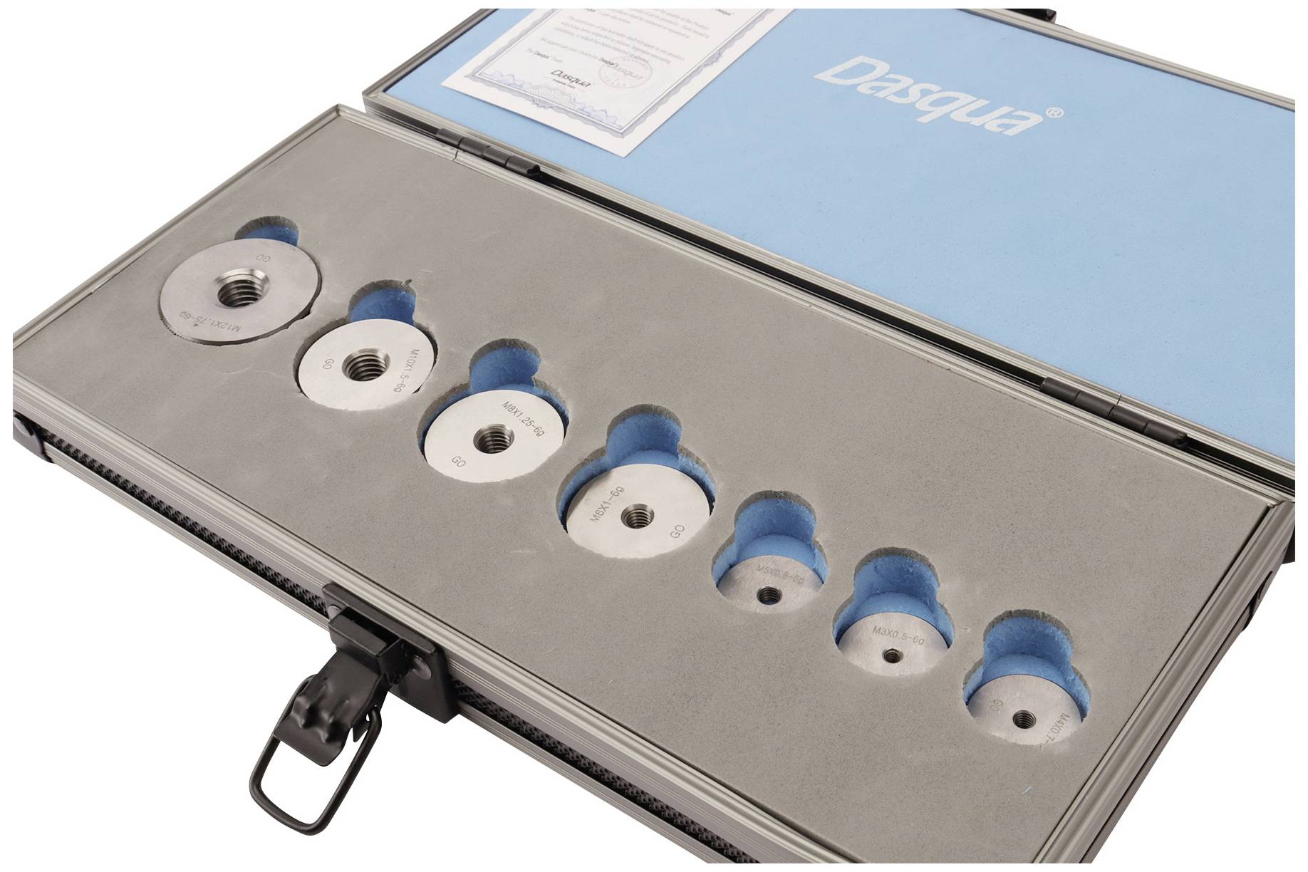 Dasqua 6311-3205 7-teiliges Gewindelehren-Set, Go-Ringlehre