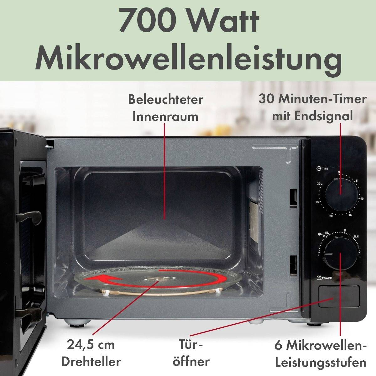Clatronic MW 791 schwarz Mikrowelle Schwarz 700 W