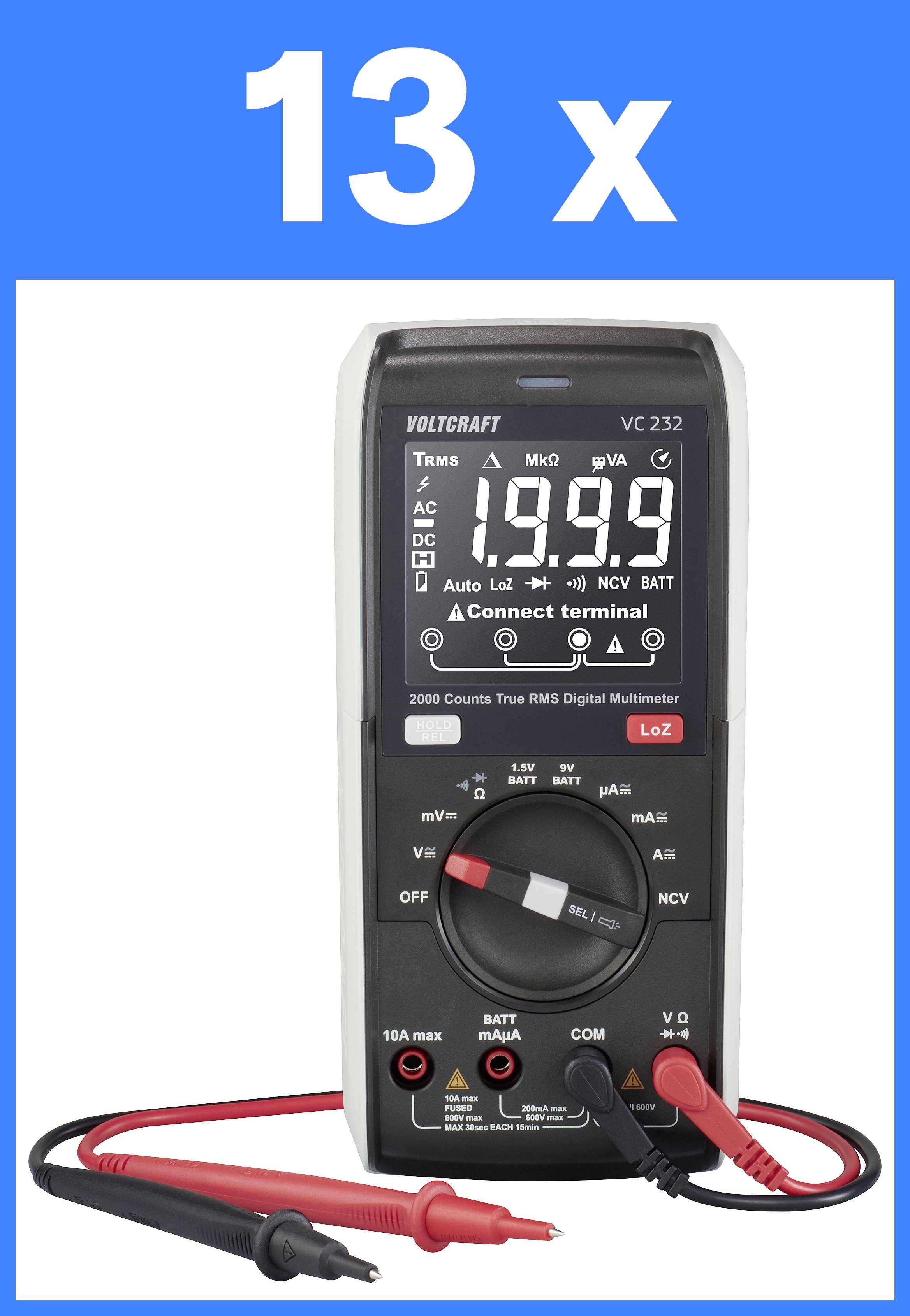 Multimeter der Marke Voltcraft VC 232 mit Anzeige 