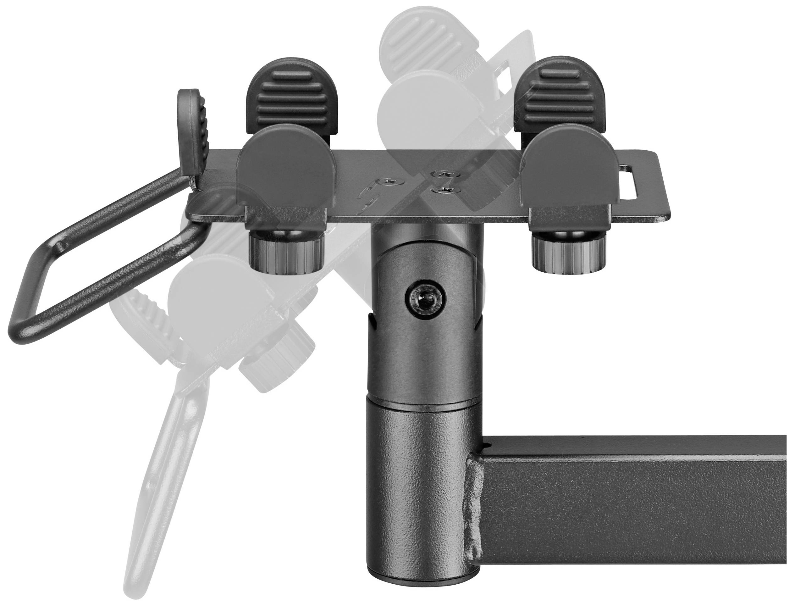 Fahrradpedalhalterung mit verstellbarem Clip, um Pedale in Position zu halten. Beinhaltet zwei Klemmen für Stabilität.