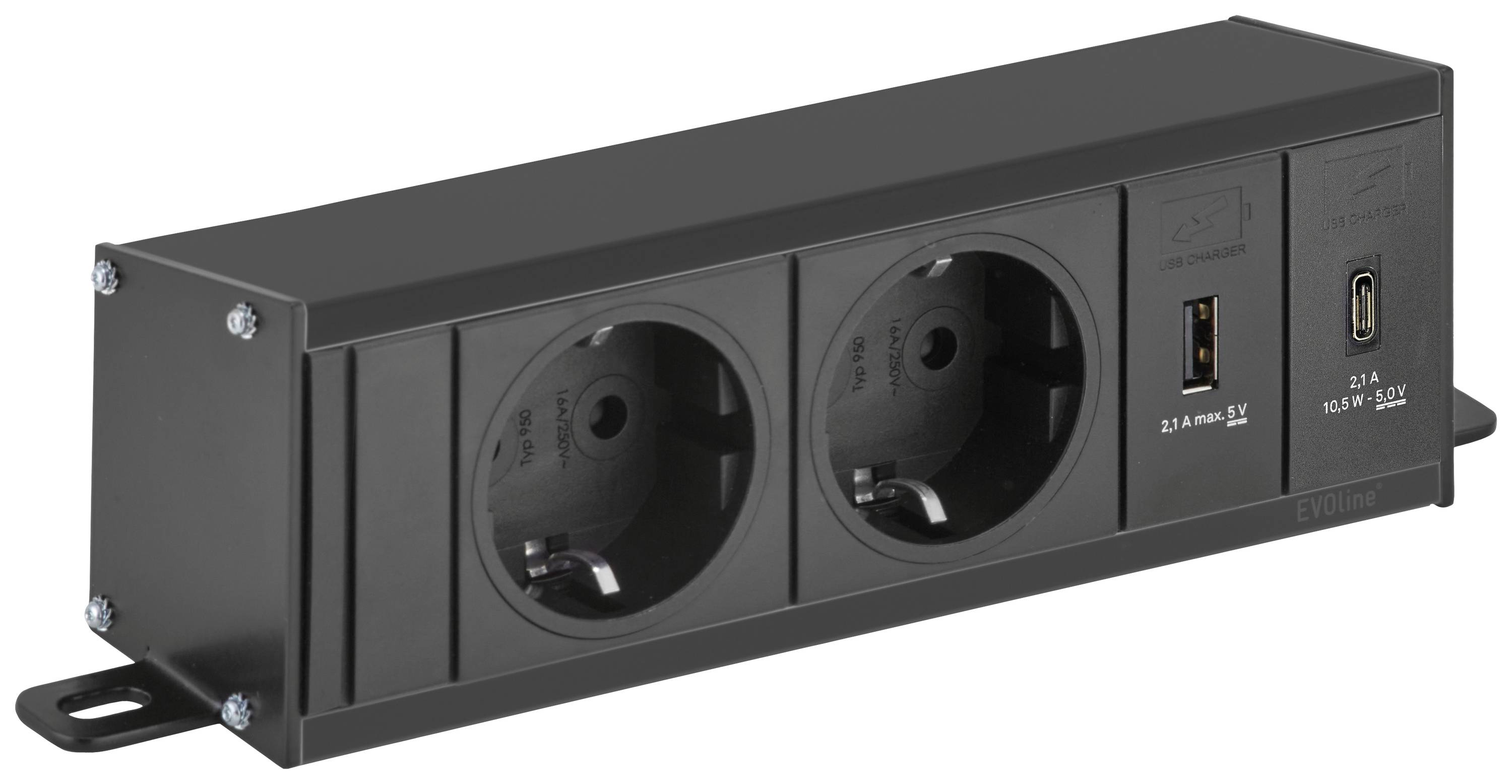 EVOline (1459200-9382-0002) Steckdosenleiste Schwarz Schutzkontakt