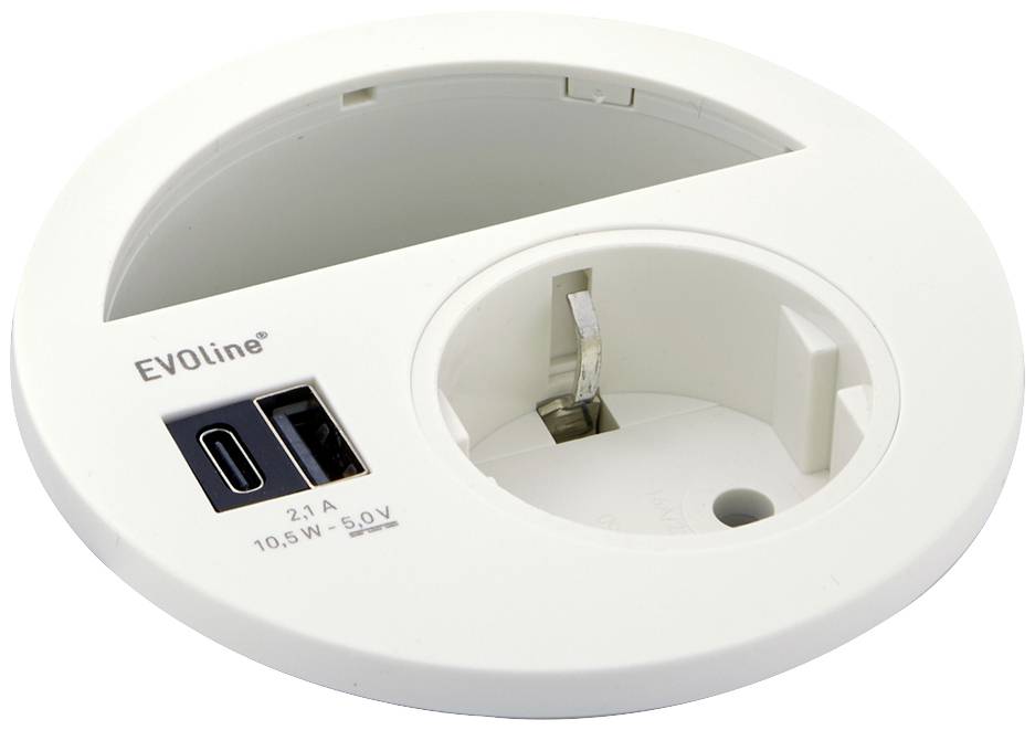 EVOline 1592 7300 7400 Tischsteckdose Weiß Schutzkontakt