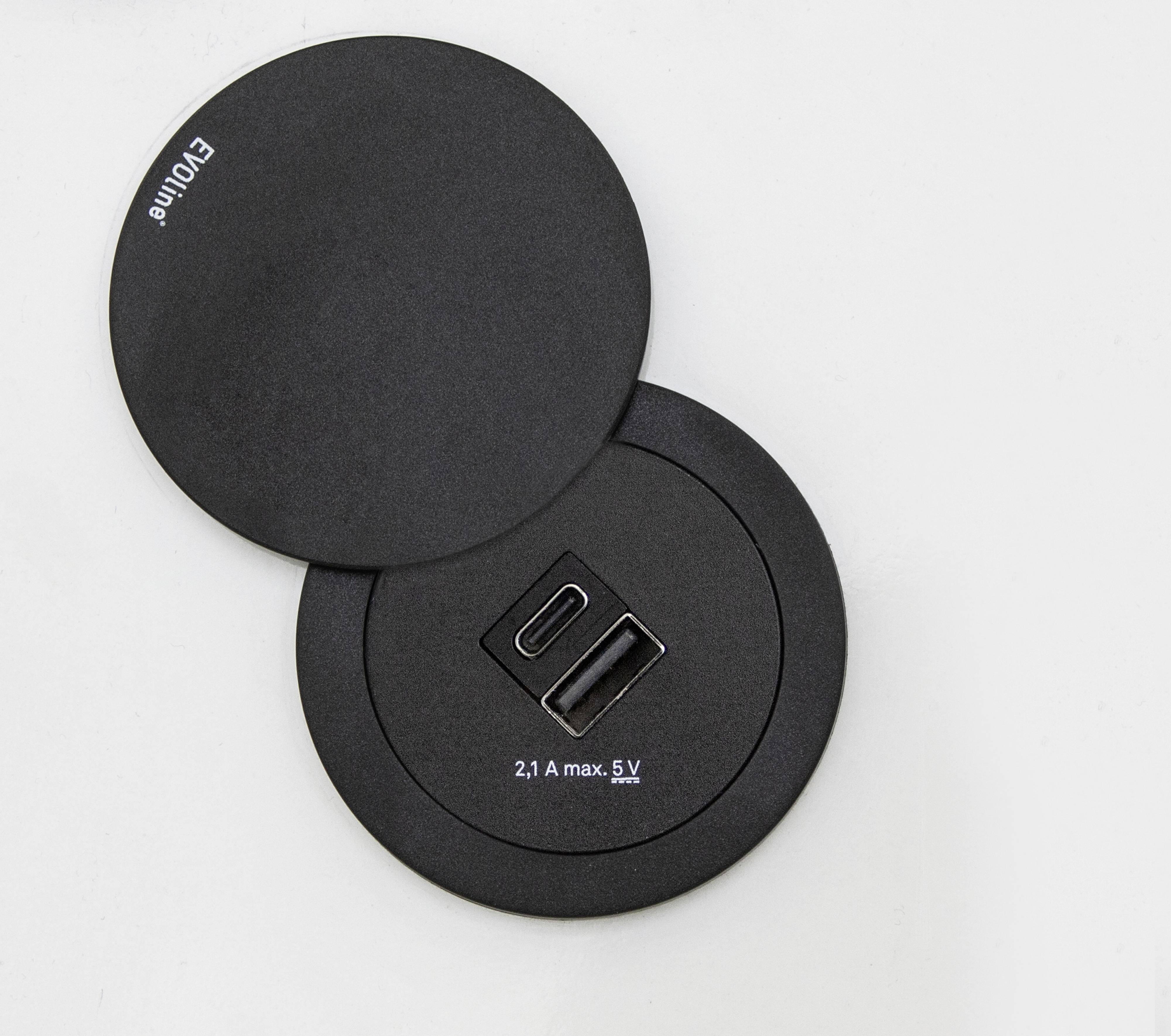 EVOline 1592 8001 9000 Tischanschlussfeld Schwarz Schutzkontakt