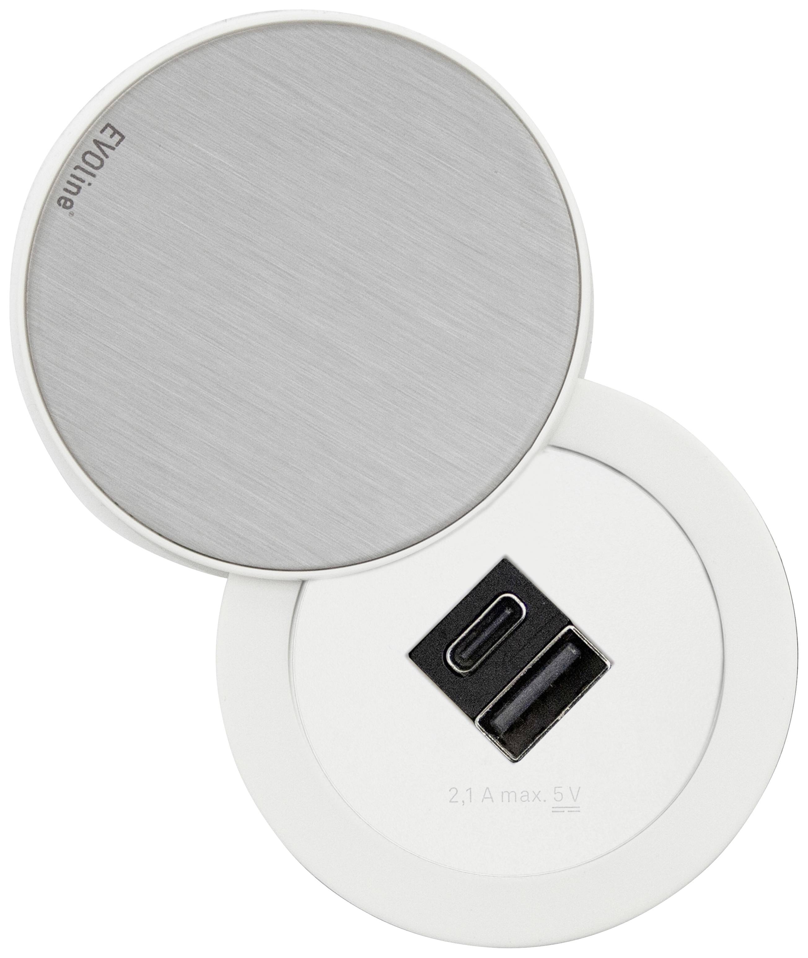 EVOline 1592 8001 9400 Tischanschlussfeld Weiß/Edelstahl Schutzkontakt