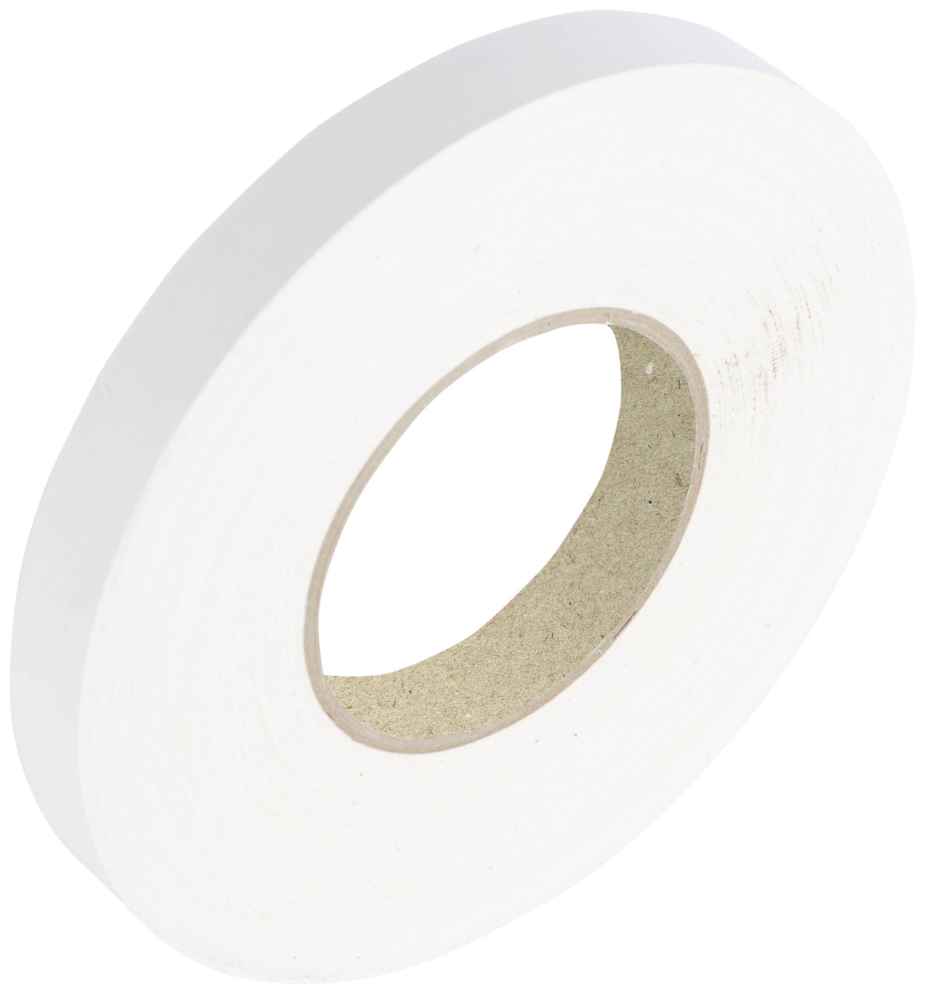 Weiße Klebebandrolle mit Pappkern.