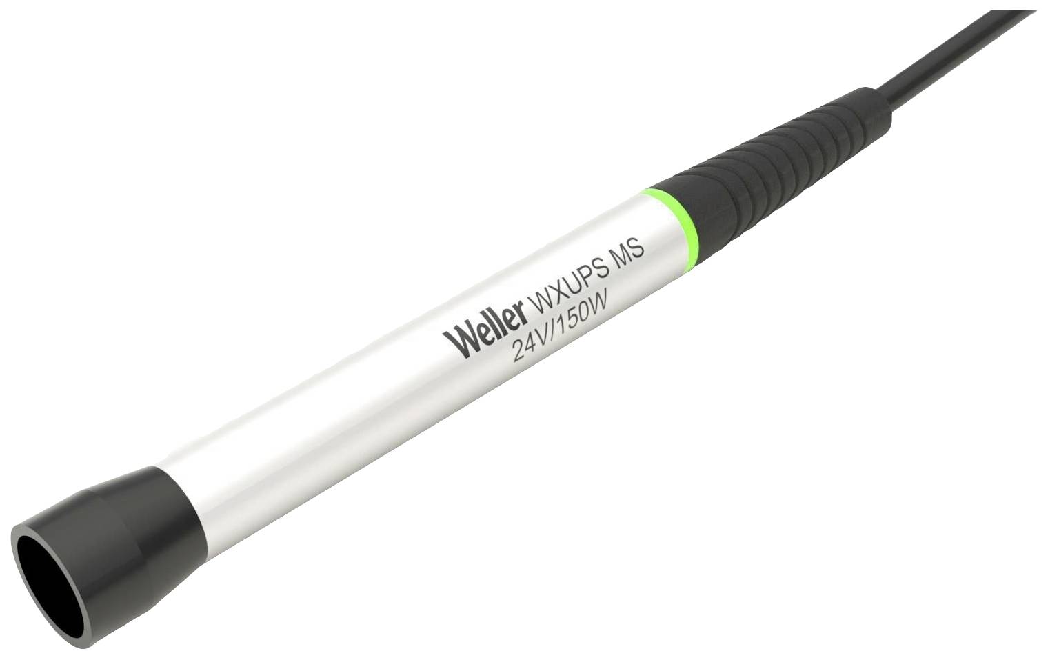 Lötkolben mit der Aufschrift 'Weller WXUPS MS 24V/150W', schwarzem Griff und Kabel. Hauptsächlich für elektrische Lötarbeiten verwendet.