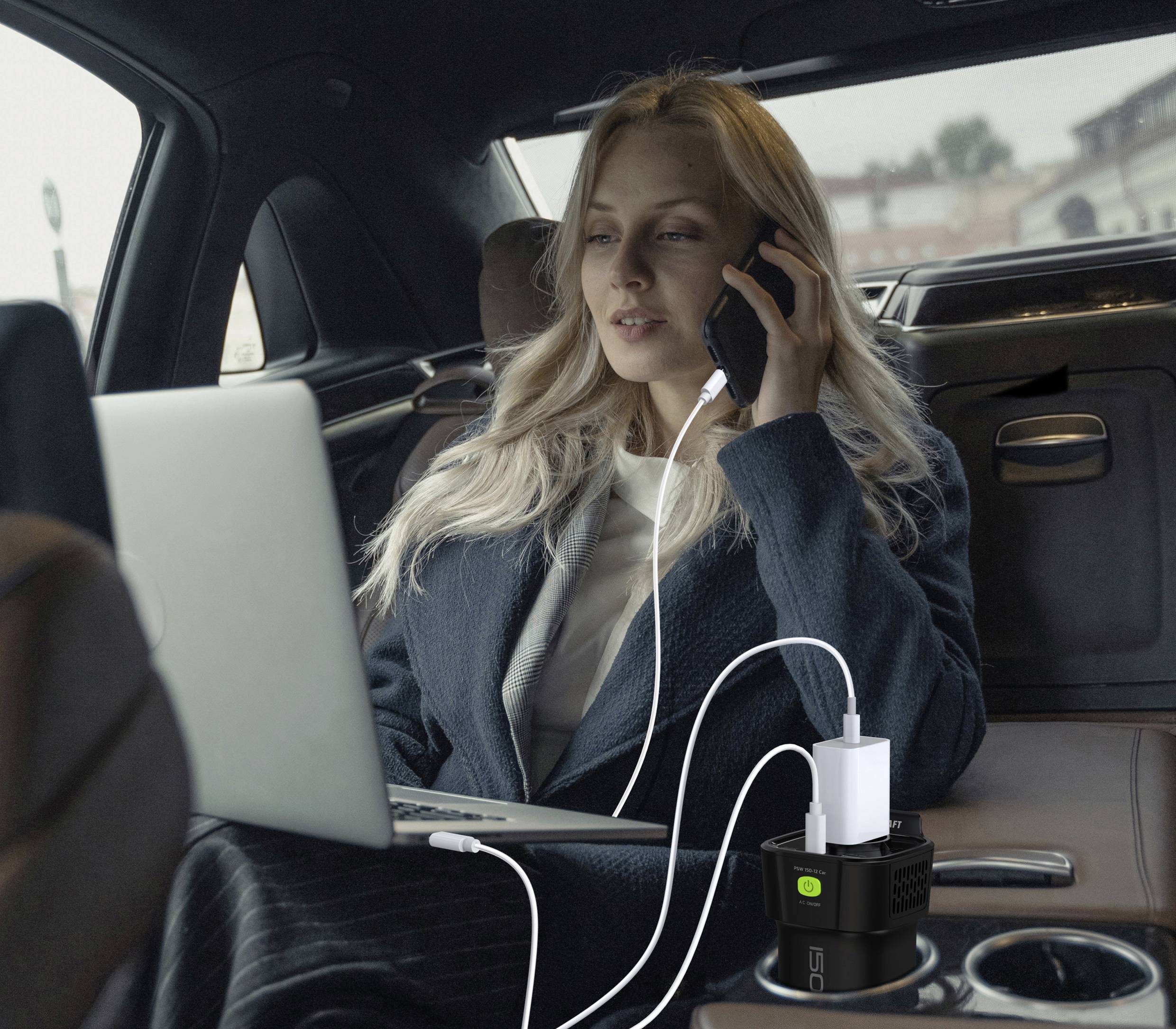 VOLTCRAFT Wechselrichter MSW 150-12 Car - Dosenform für Getränkehalter