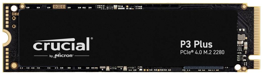 NVMe-SSD 'Crucial P3 Plus' mit PCIe 4.0 Schnittstelle, M.2 2280 Format.