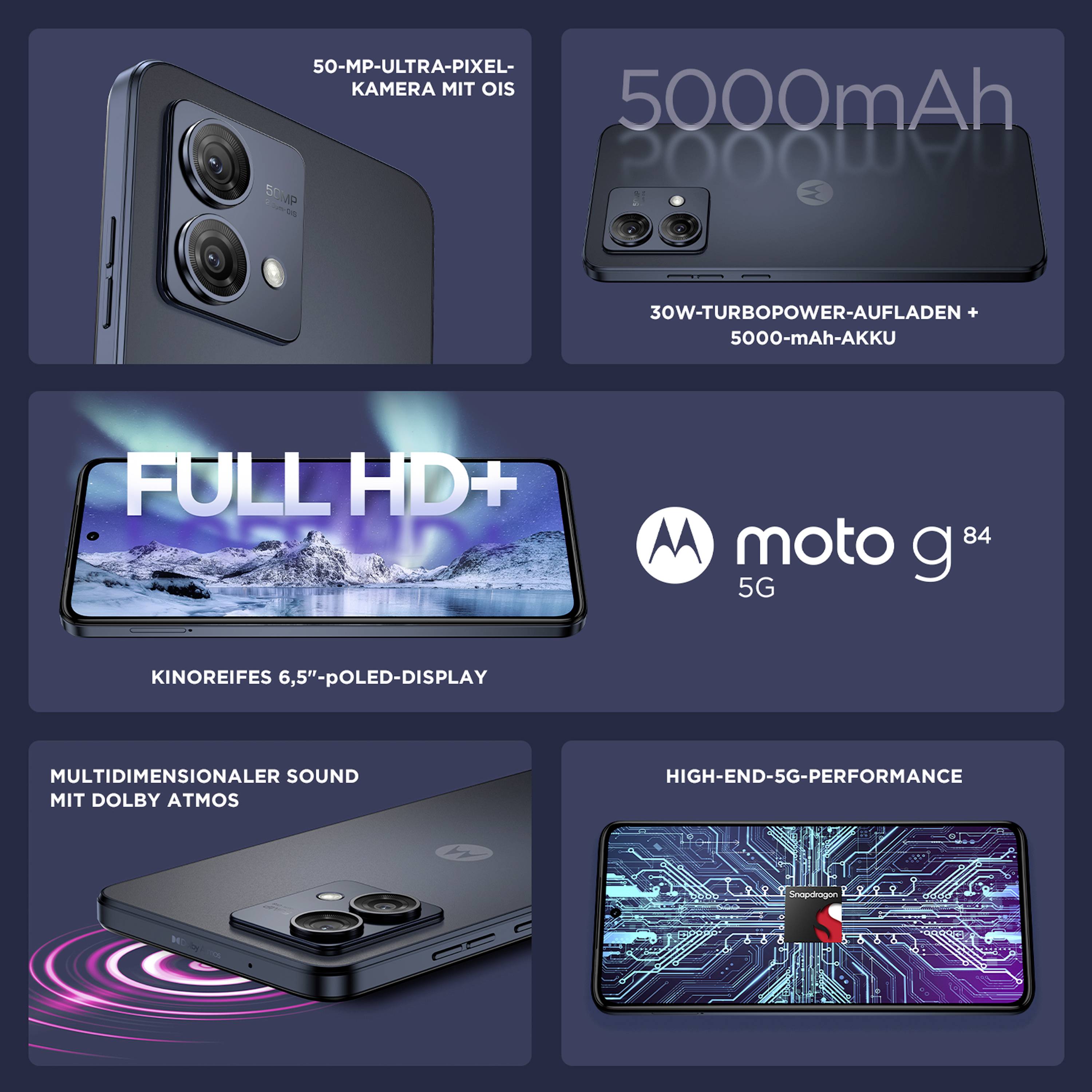 Motorola motorola moto g84 5G 256 GB Mitternachtsblau 16.6 cm (6.55 Zoll) Smartphone