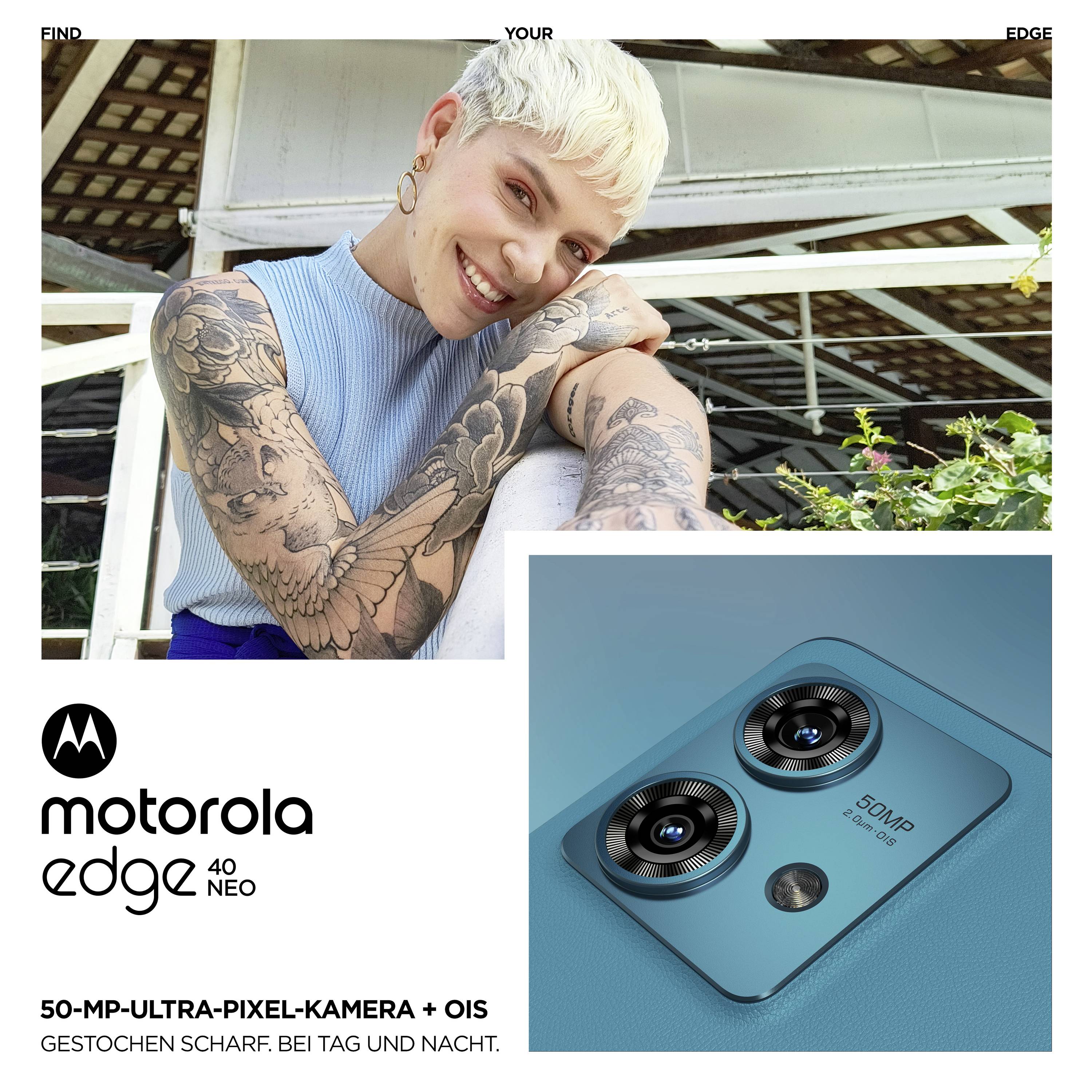 Motorola moto edge40 Neo 256 GB Blau 16.6 cm (6.55 Zoll) Smartphone