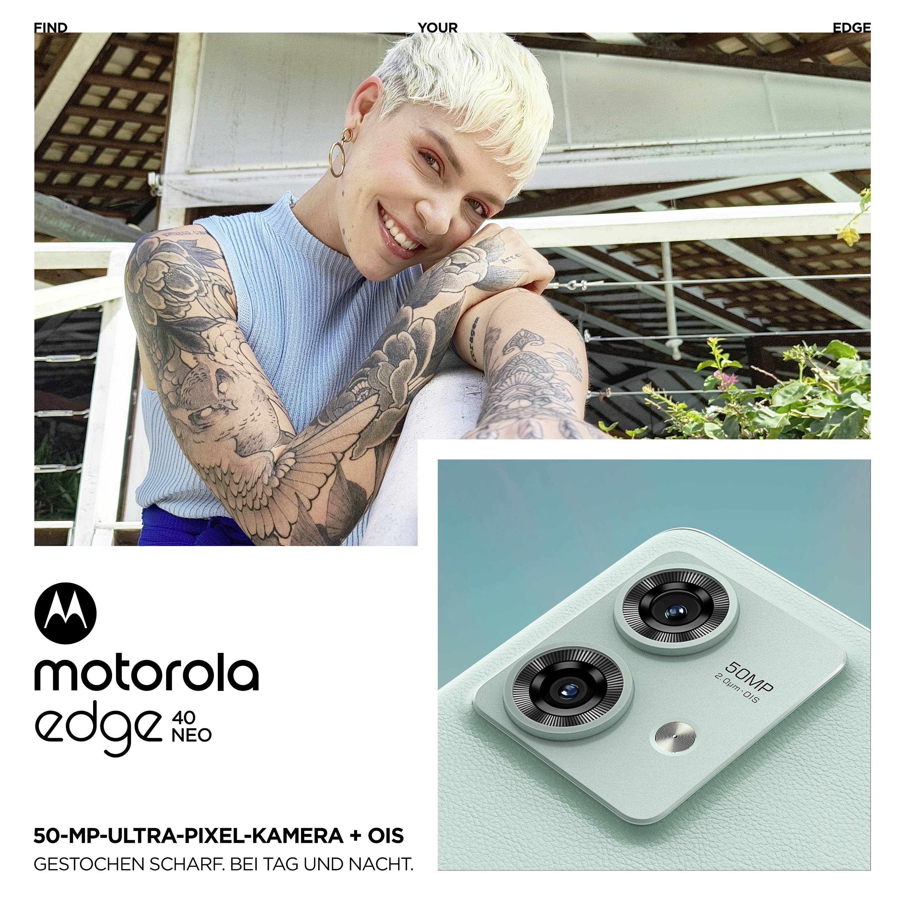 Motorola moto edge40 Neo Smartphone 256 GB 16.6 cm (6.55 Zoll) Grün Android™ 13