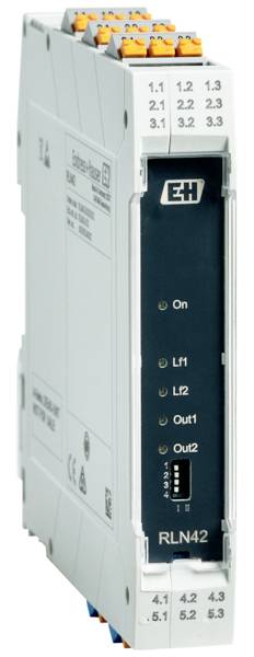 Ein elektrisches Gerät zur Signalverarbeitung mit mehreren Anschlüssen und LED-Anzeigen, gekennzeichnet mit 'RLN42'.