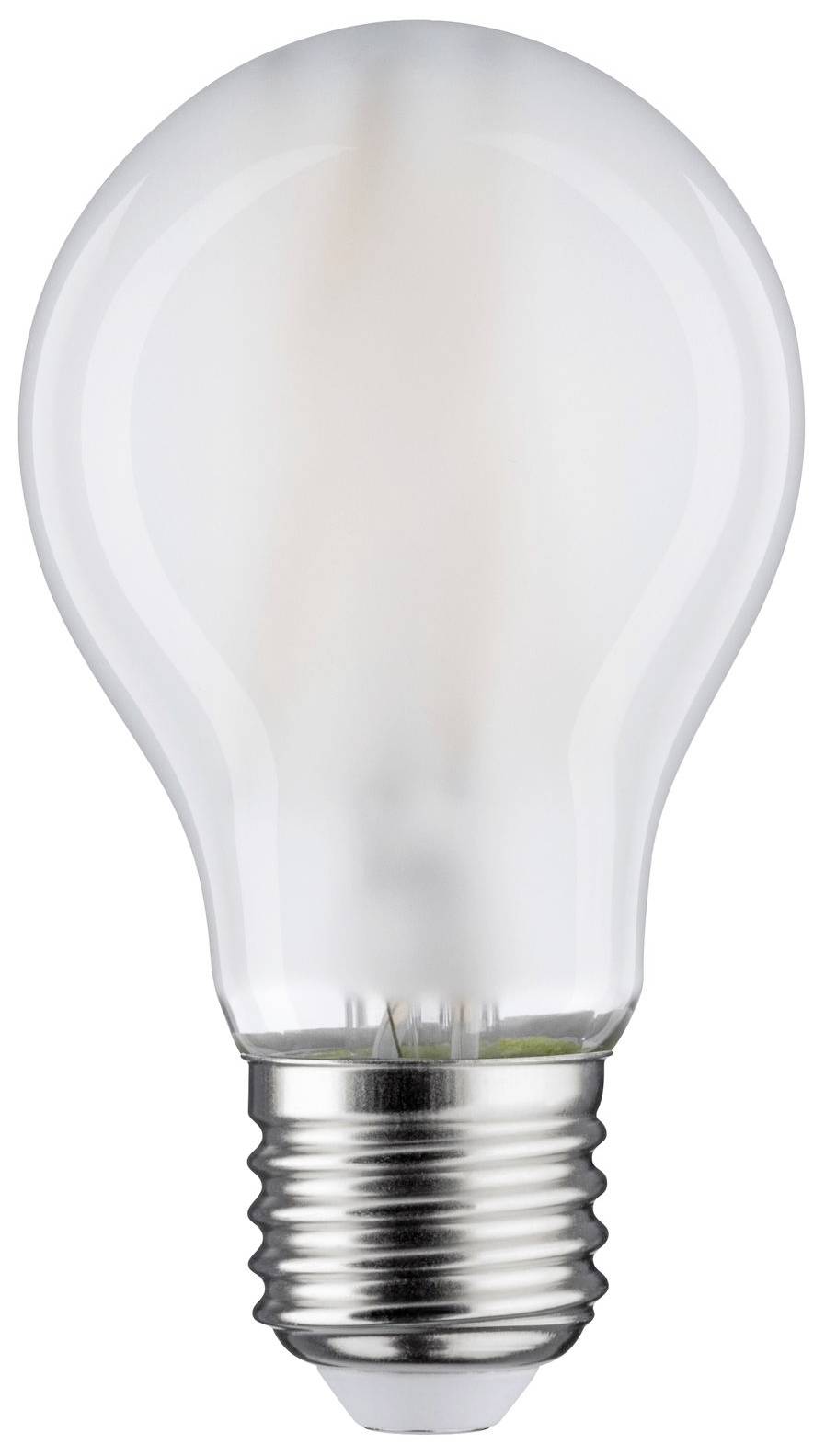 Eine Glühbirne mit silbernem Schraubsockel, beleuchtet und transparent, zeigt die Filamentstruktur im Inneren.