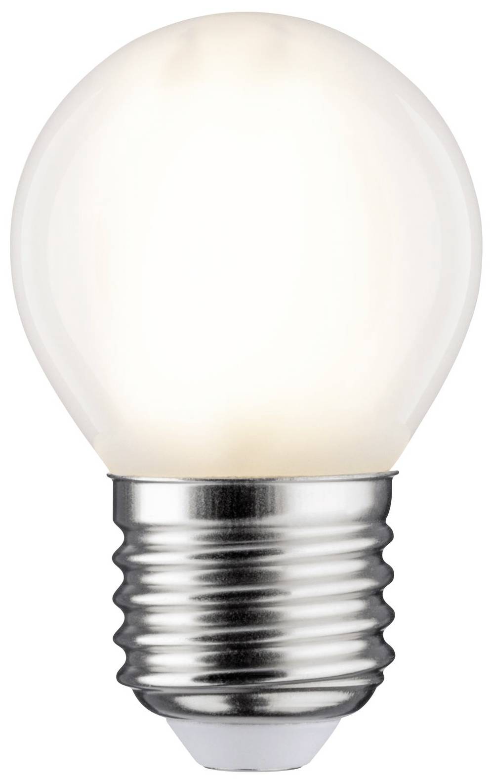 Eine Glühbirne mit Schraubgewinde, leuchtend mit warmem Licht, dargestellt vor einem neutralen Hintergrund.