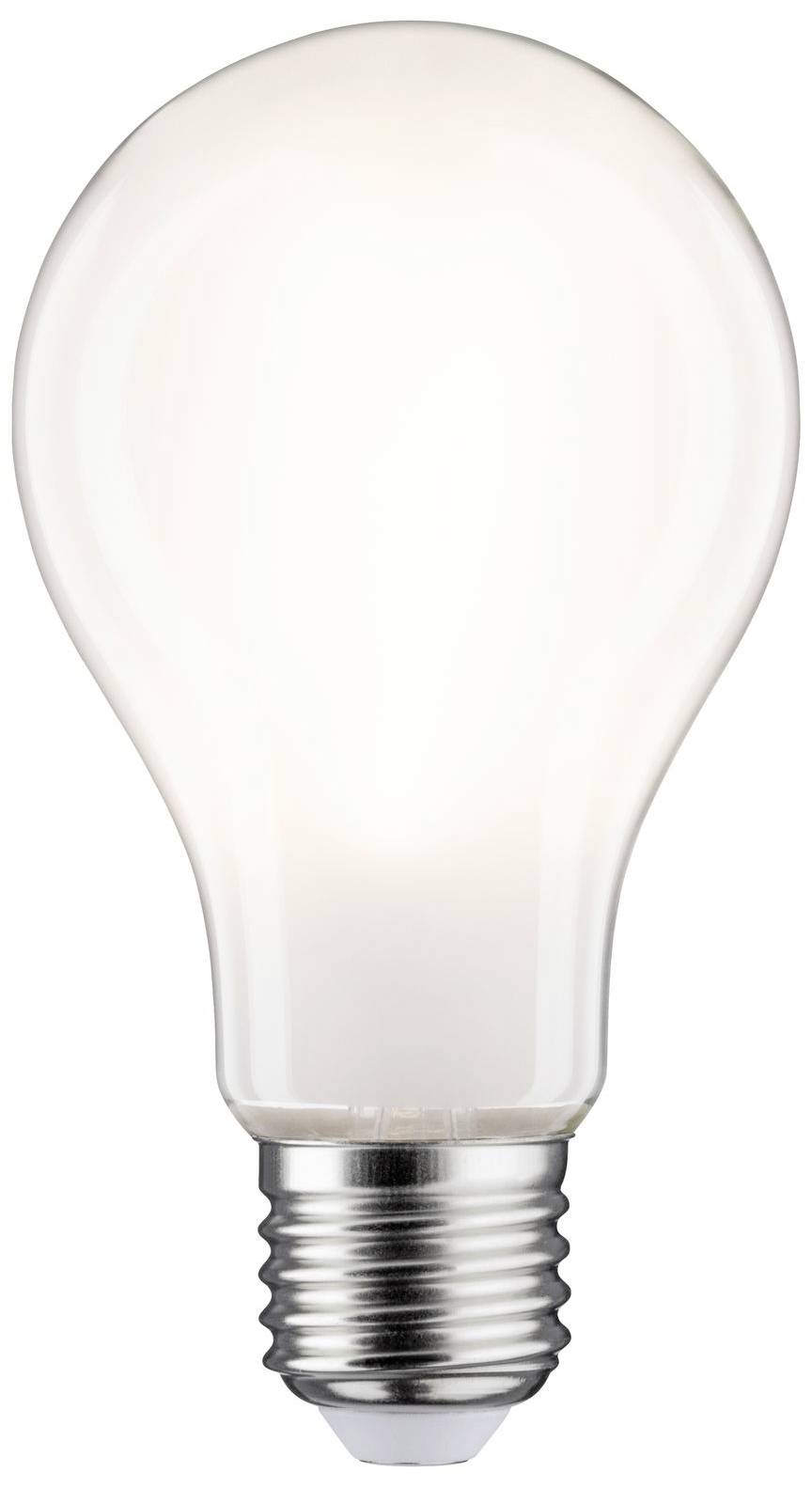 Eine leuchtende Glühbirne mit silbernem Sockel auf weißem Hintergrund. Symbolisiert Idee oder Innovation.