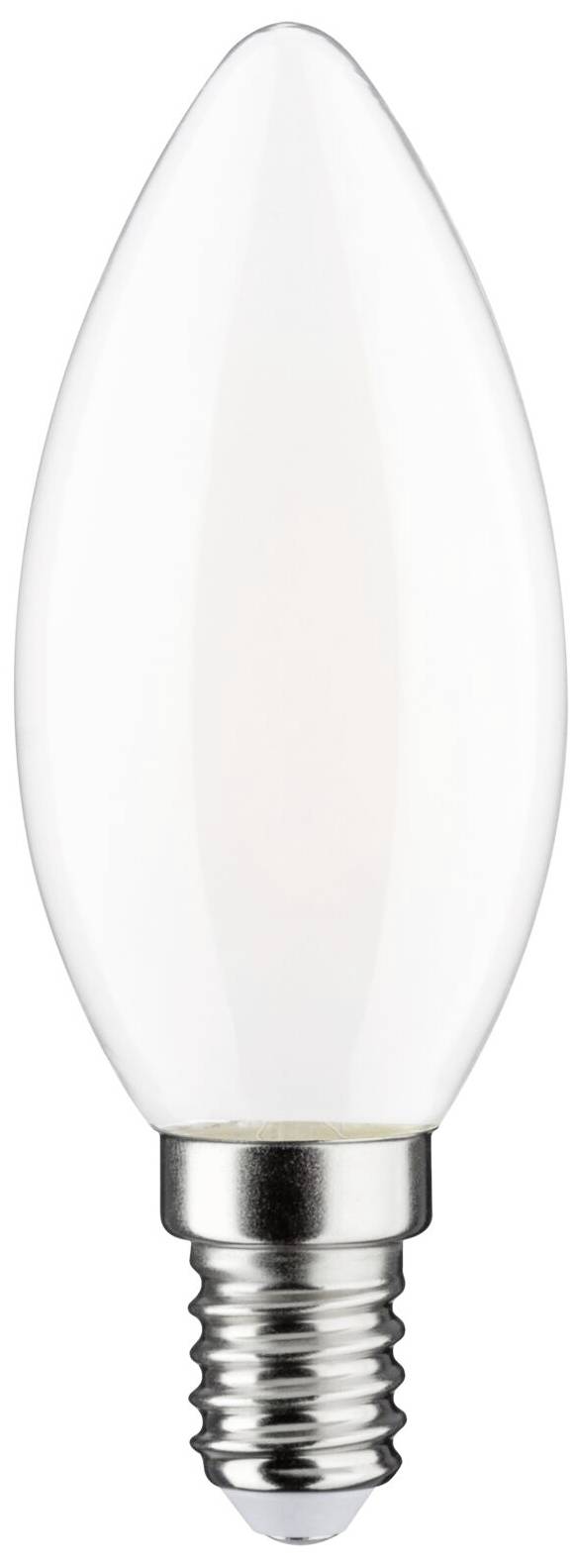 Eine klare Glühbirne der Kerzenform mit E14-Sockel, geeignet für dekorative Leuchten und Kronleuchter.