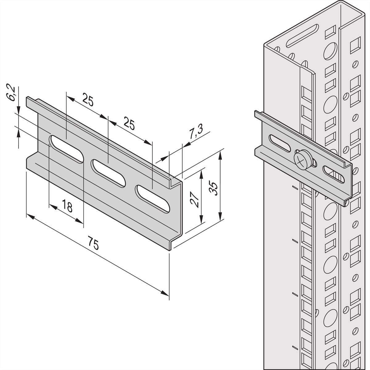 NVent SCHROFF 21120178 19 Zoll Netzwerkschrank-Schienen